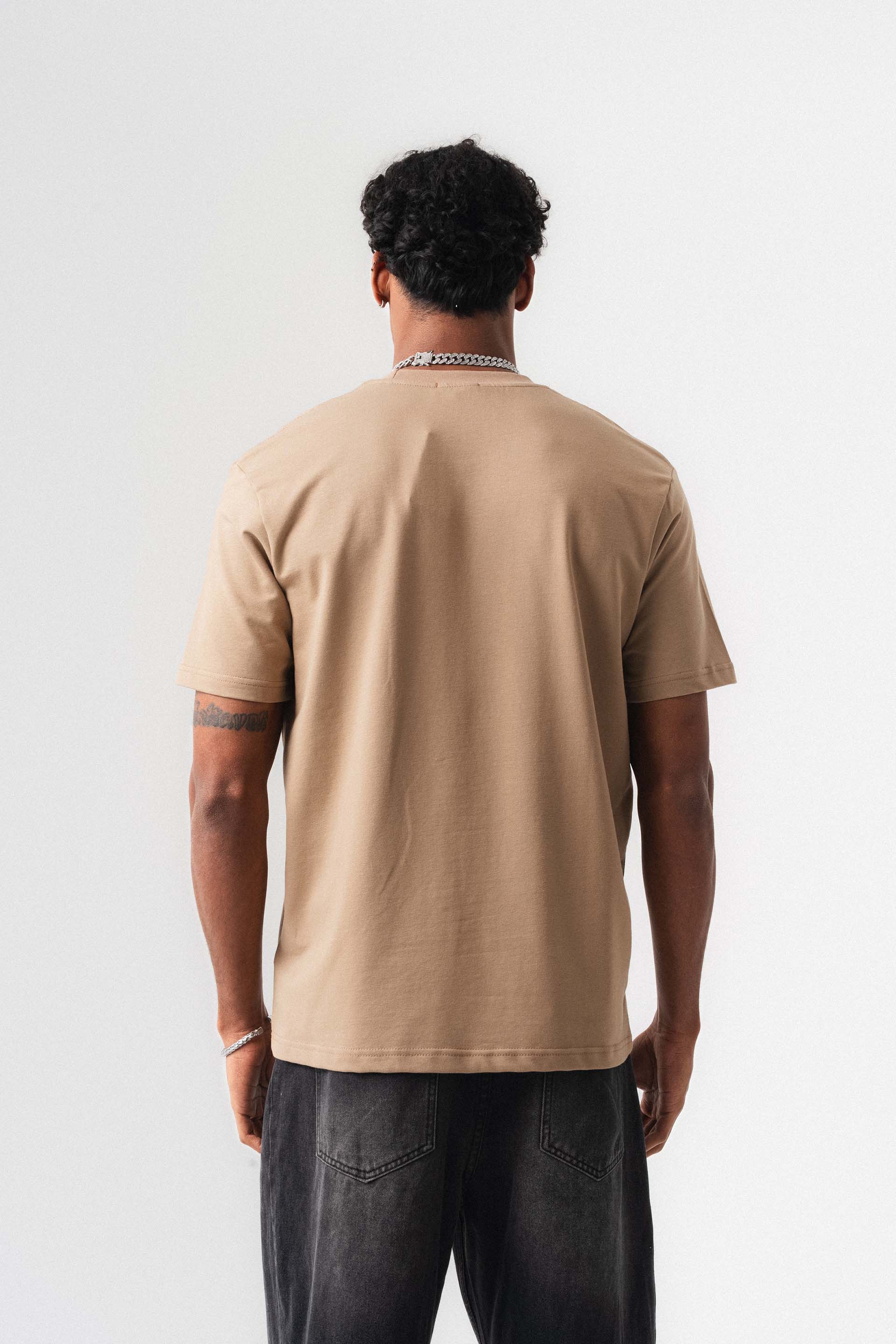 Oversize Basic Bej T-Shirt