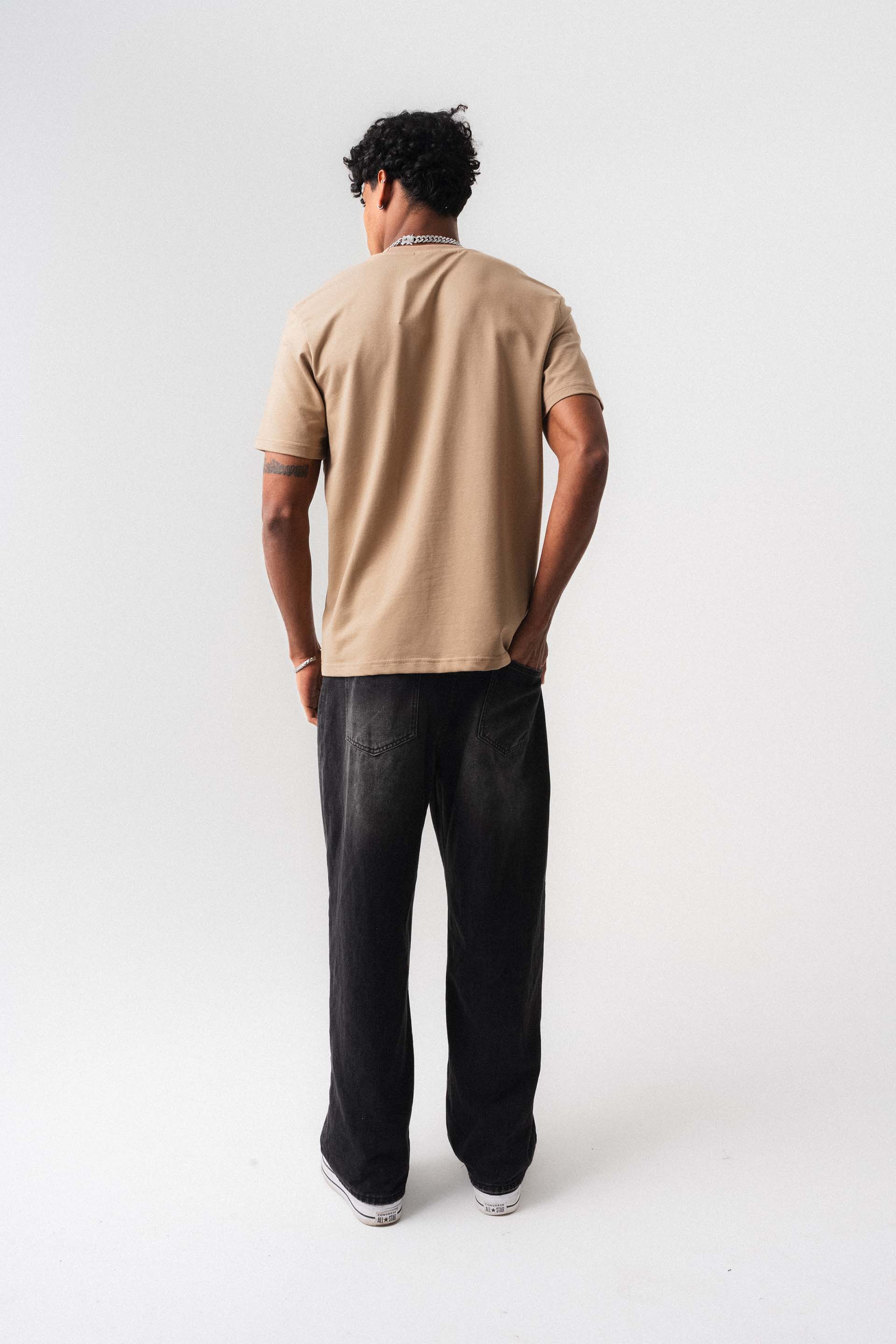 Oversize Basic Bej T-Shirt
