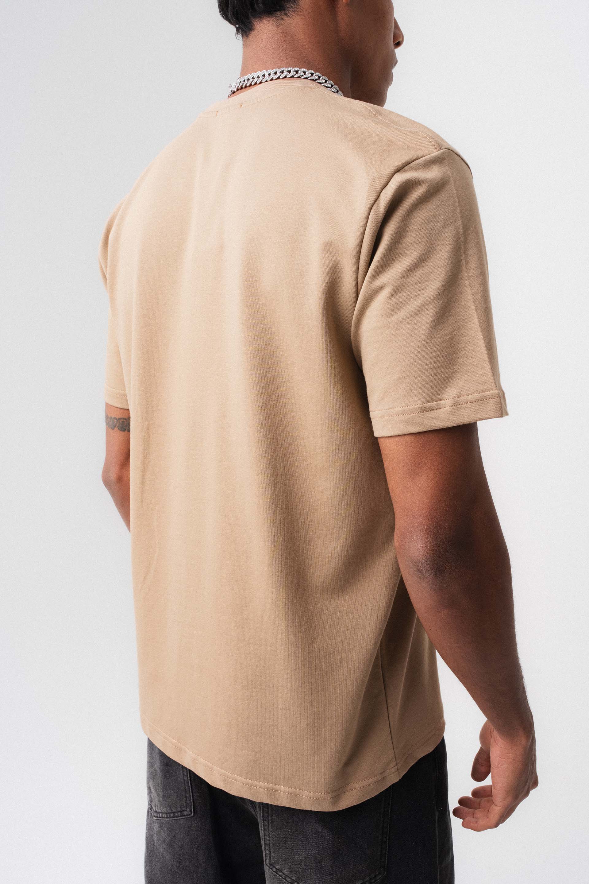 Oversize Basic Bej T-Shirt