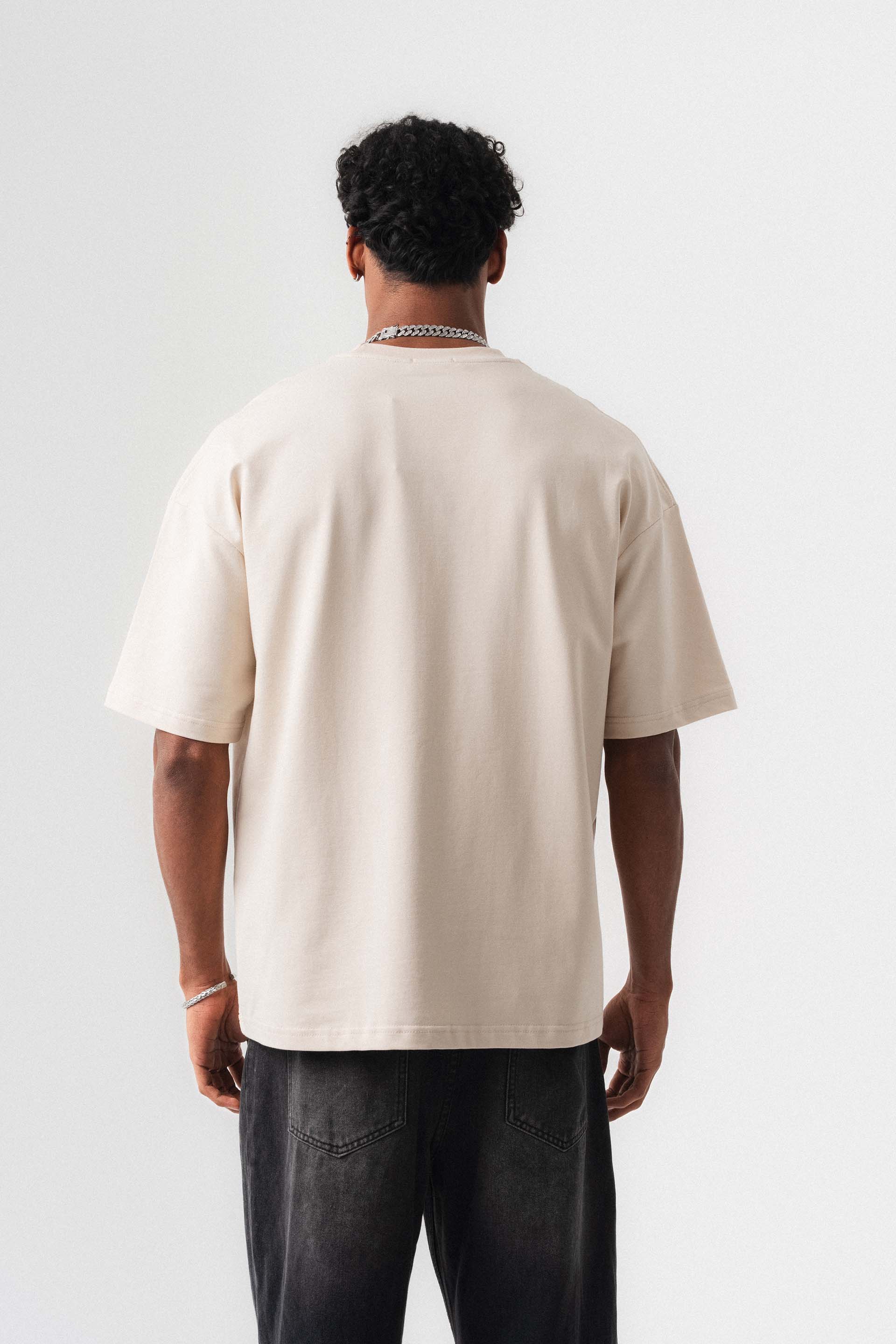 Oversize Basic Krem T-Shirt