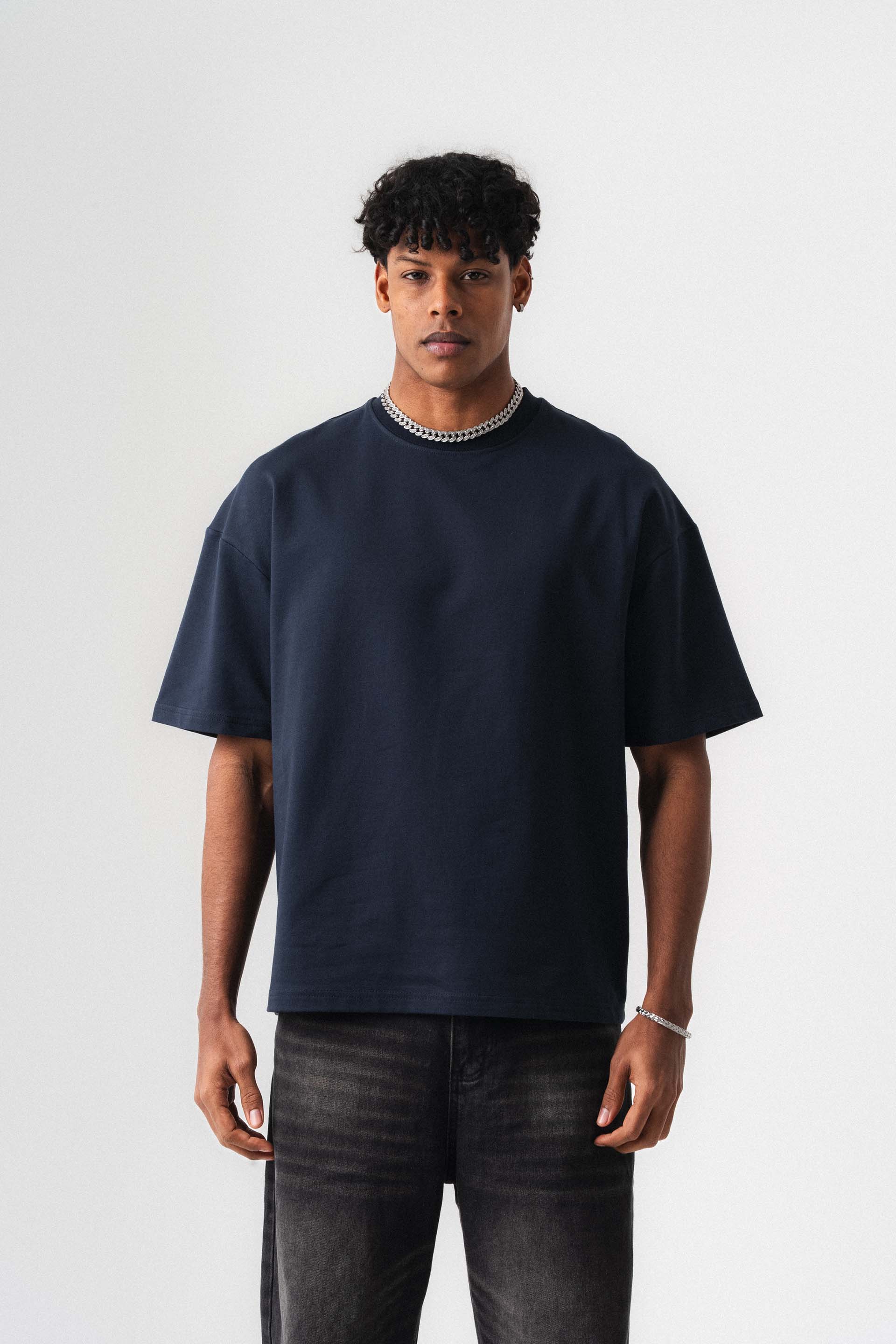 Oversize Basic Lacivert T-Shirt