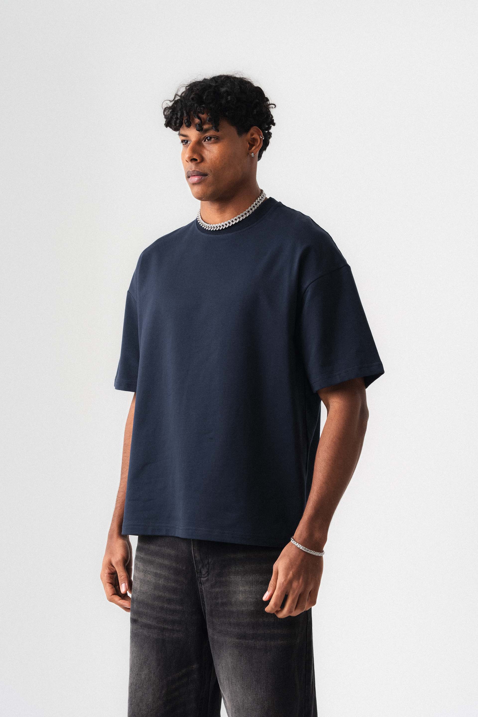 Oversize Basic Lacivert T-Shirt