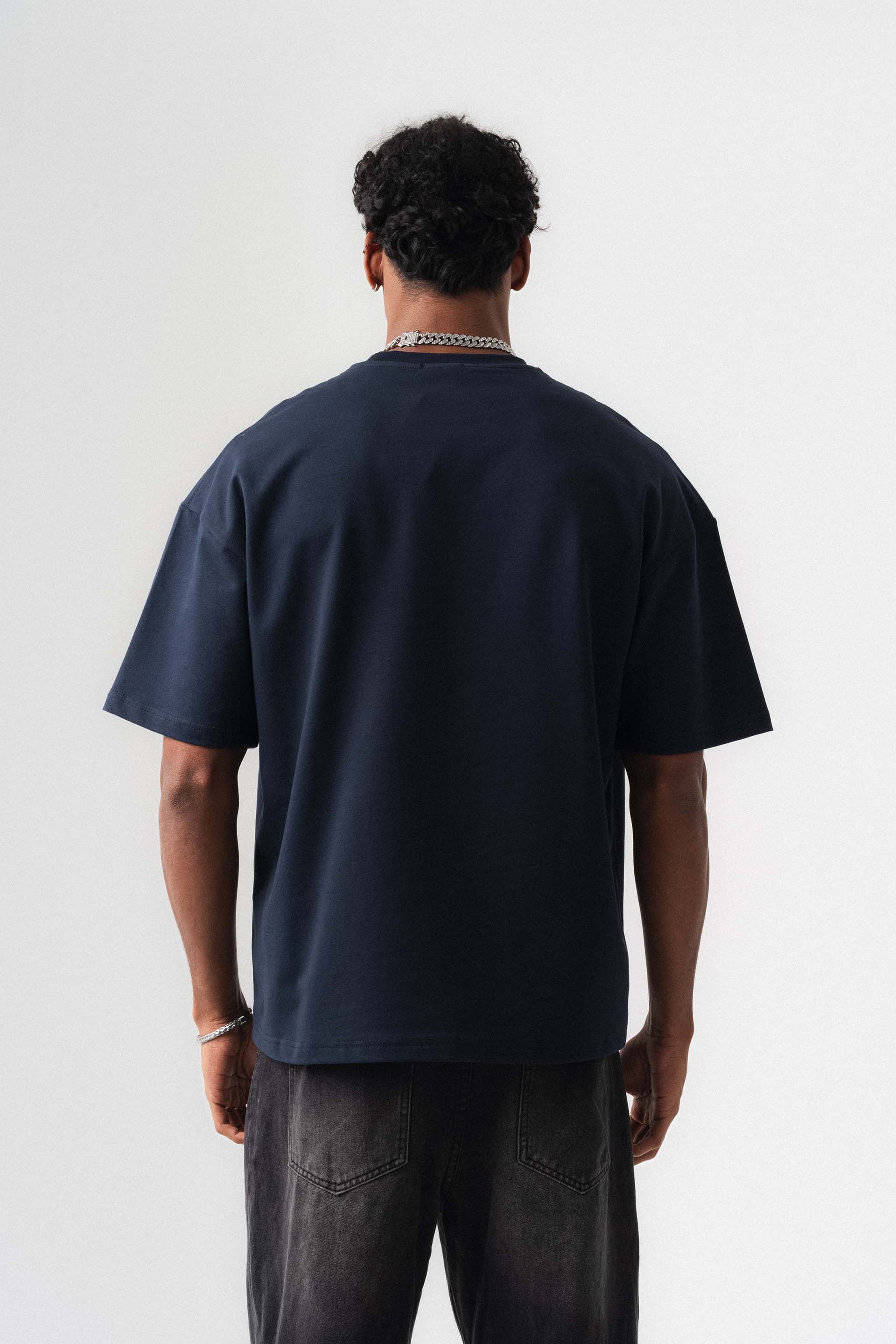 Oversize Basic Lacivert T-Shirt