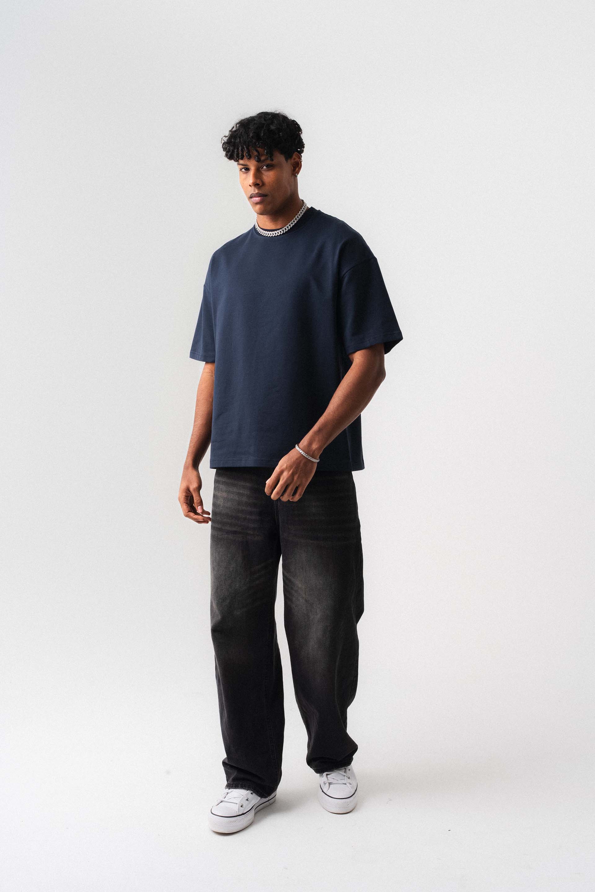 Oversize Basic Lacivert T-Shirt