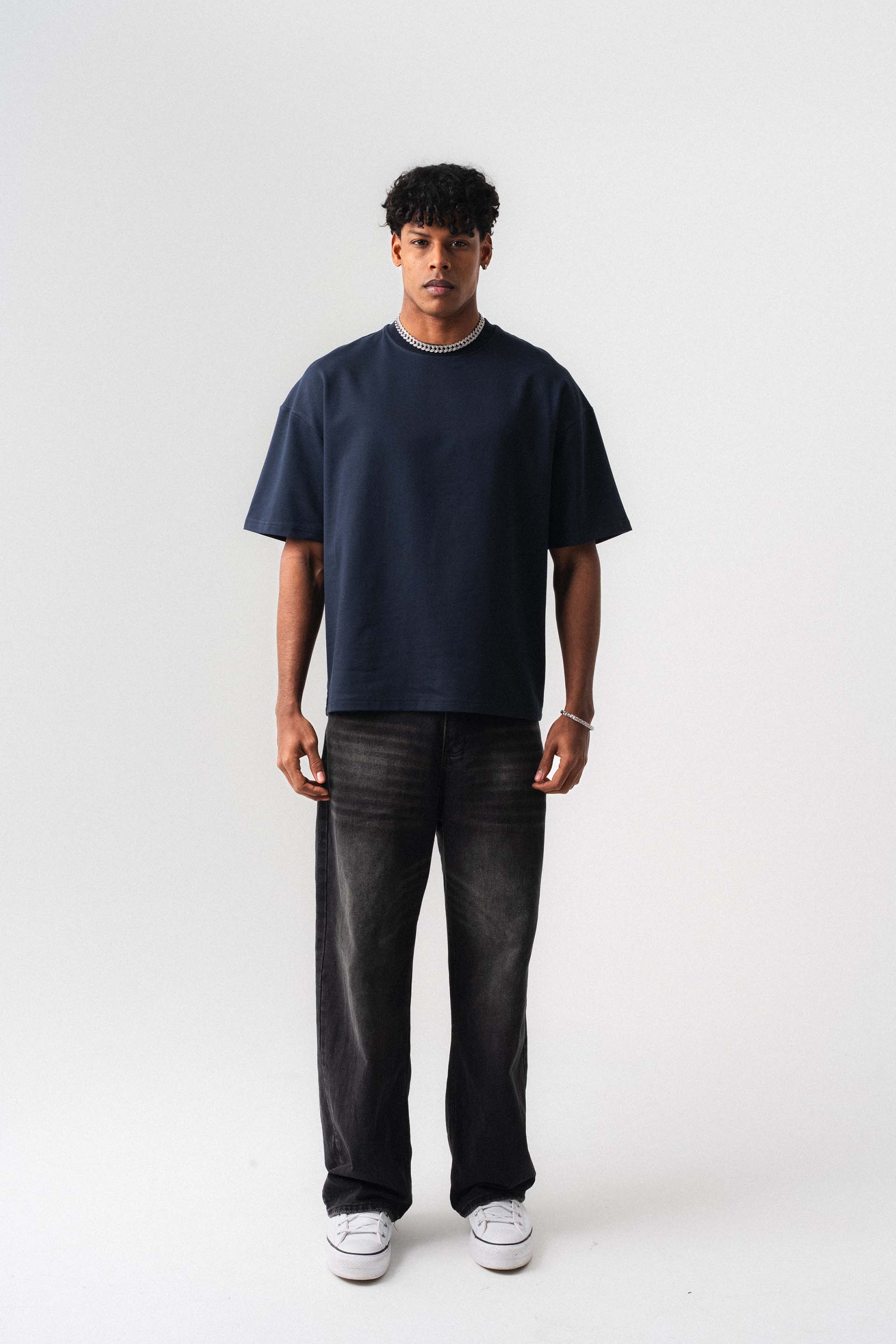 Oversize Basic Lacivert T-Shirt