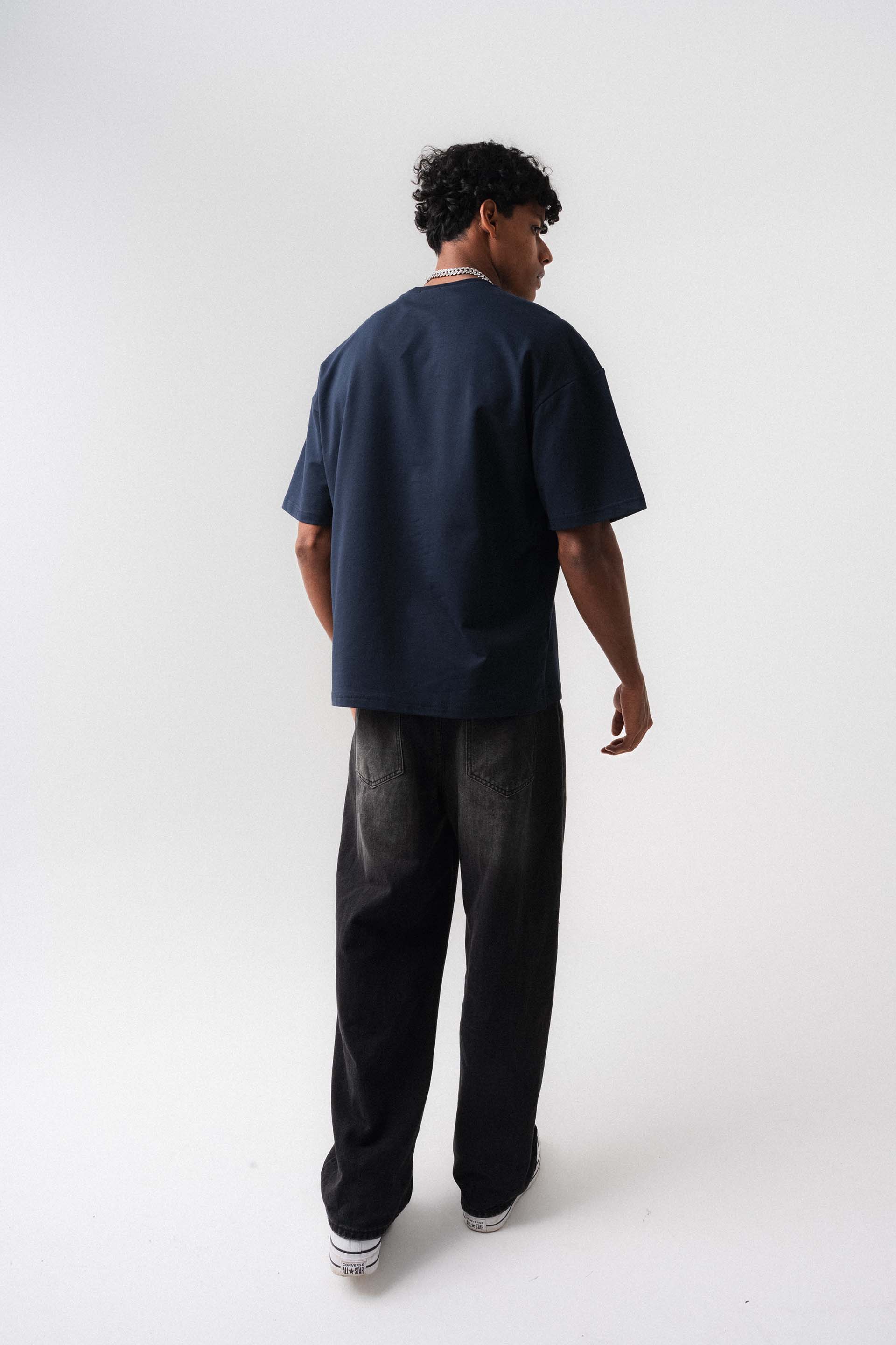 Oversize Basic Lacivert T-Shirt