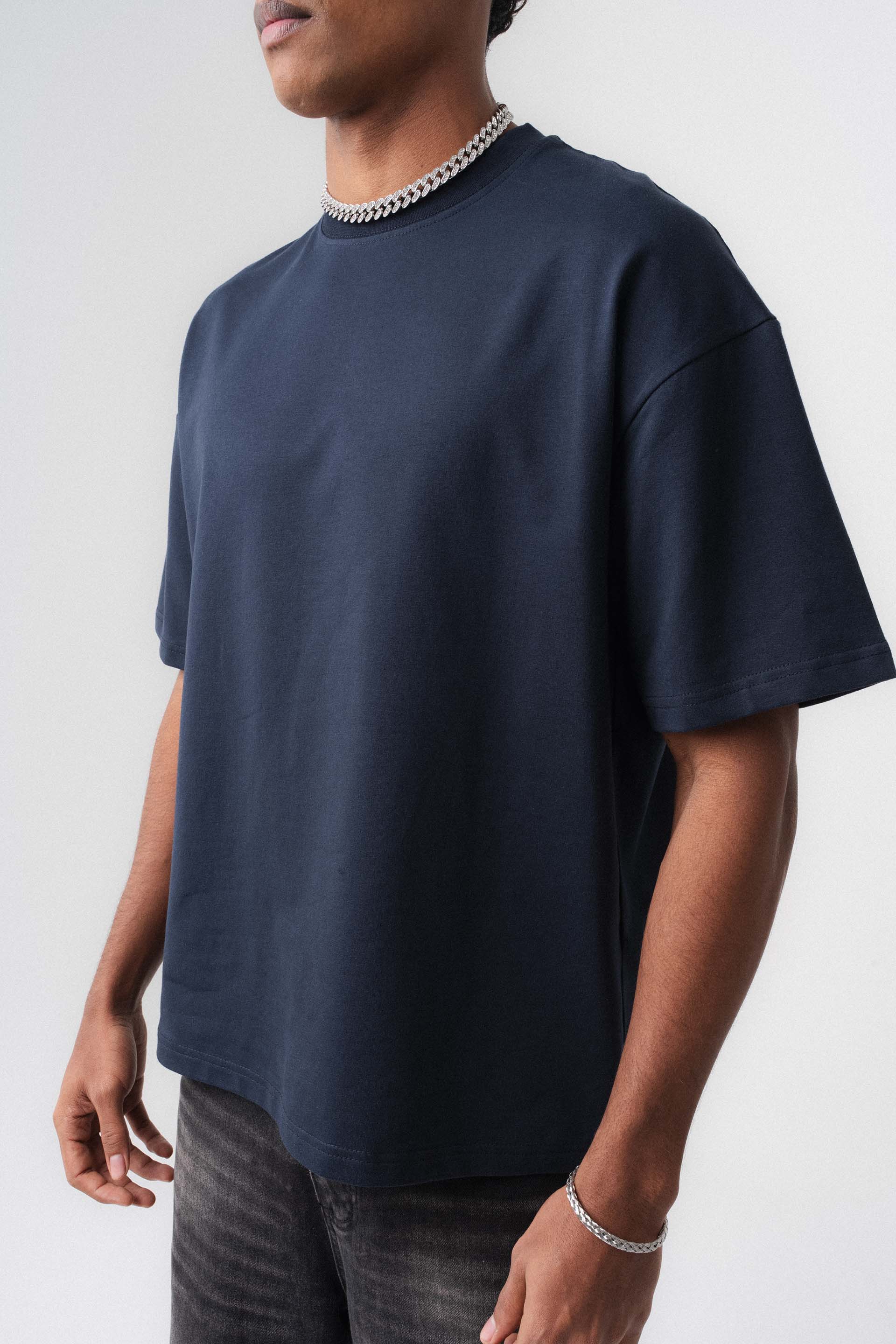 Oversize Basic Lacivert T-Shirt