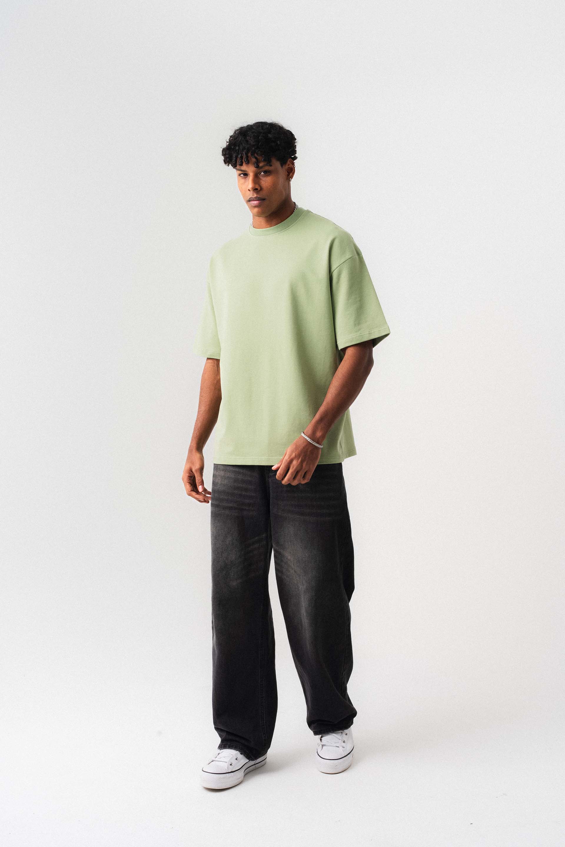 Oversize Basic Açık Yeşil T-Shirt