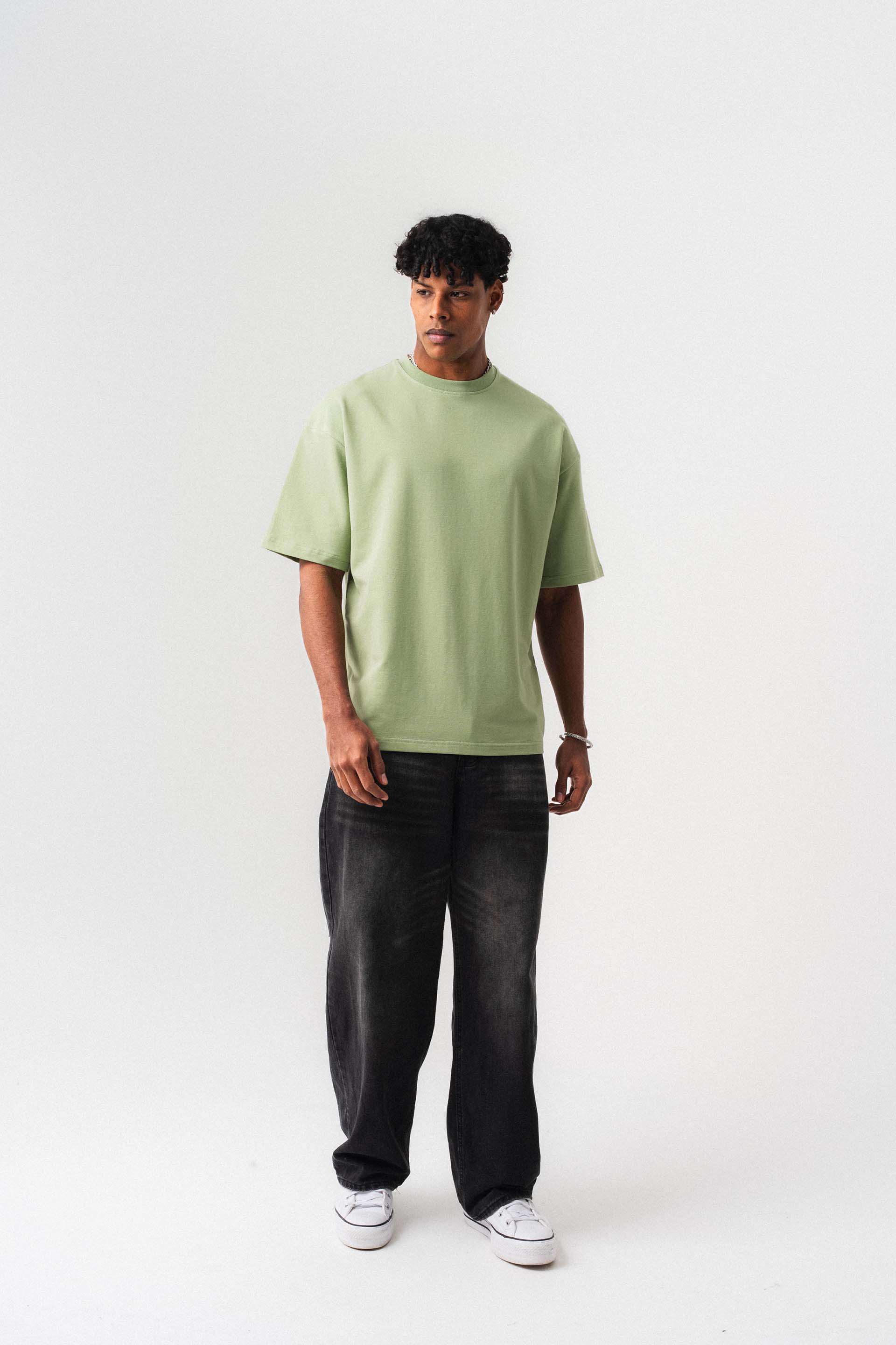Oversize Basic Açık Yeşil T-Shirt