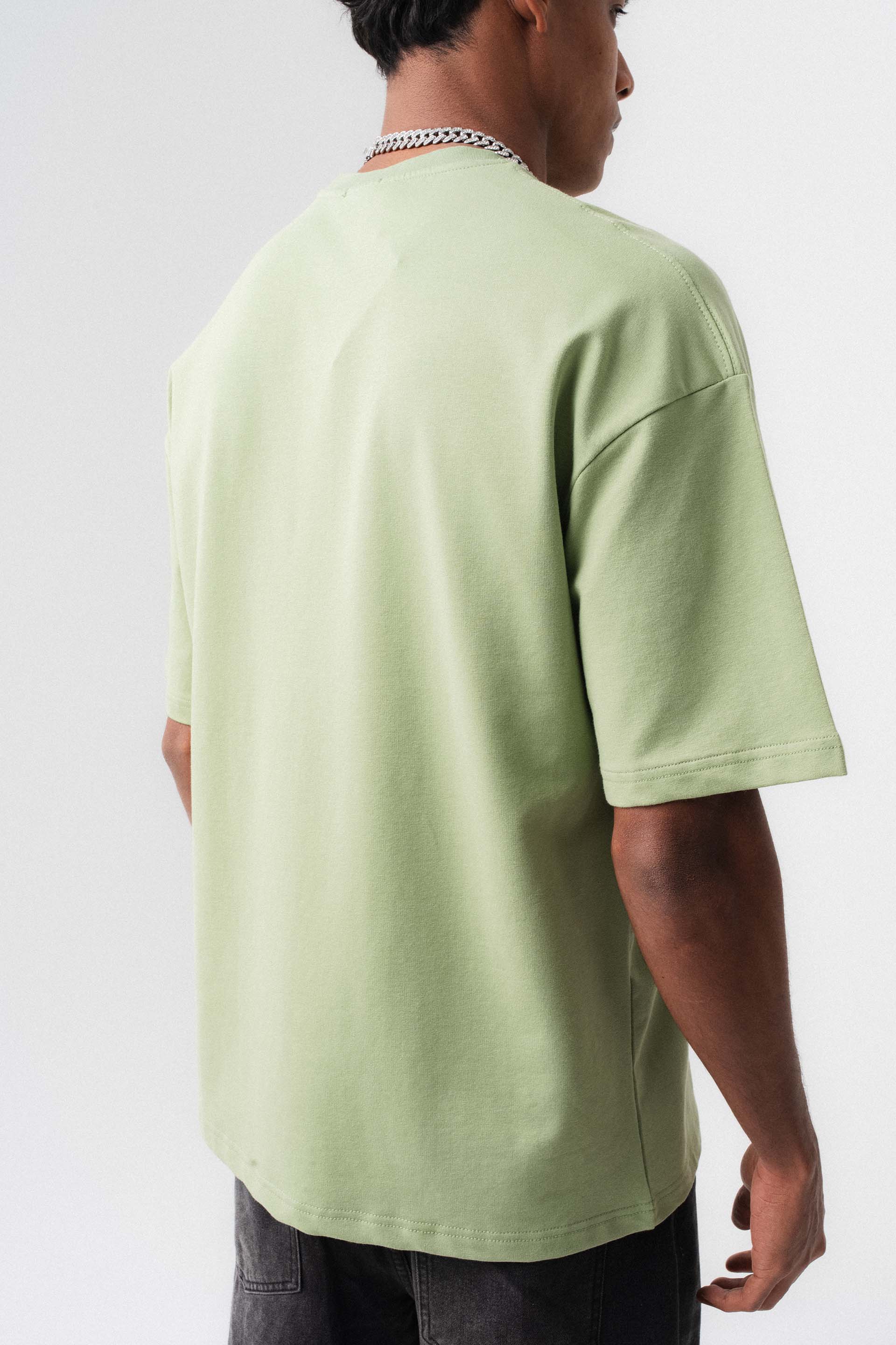Oversize Basic Açık Yeşil T-Shirt