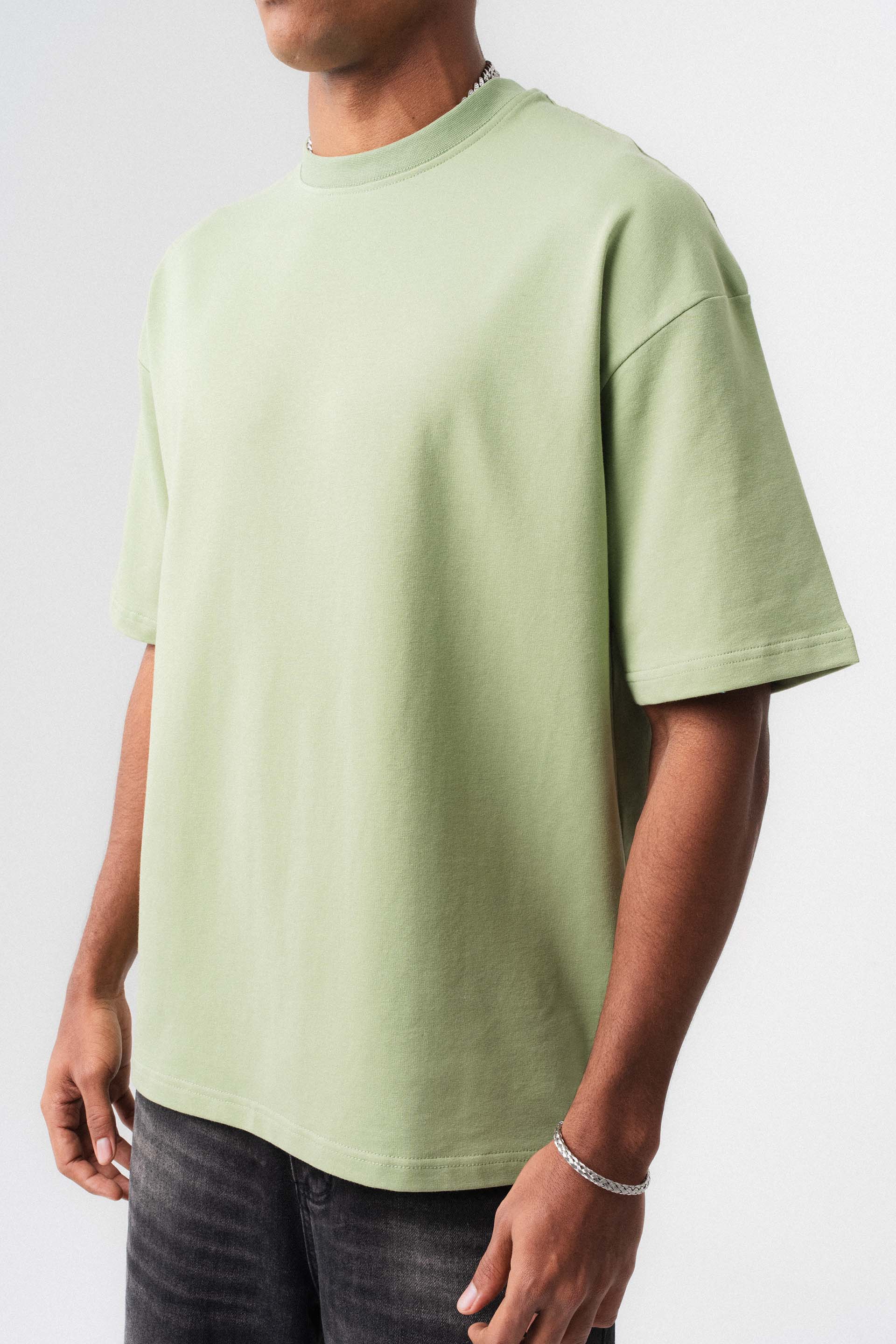 Oversize Basic Açık Yeşil T-Shirt
