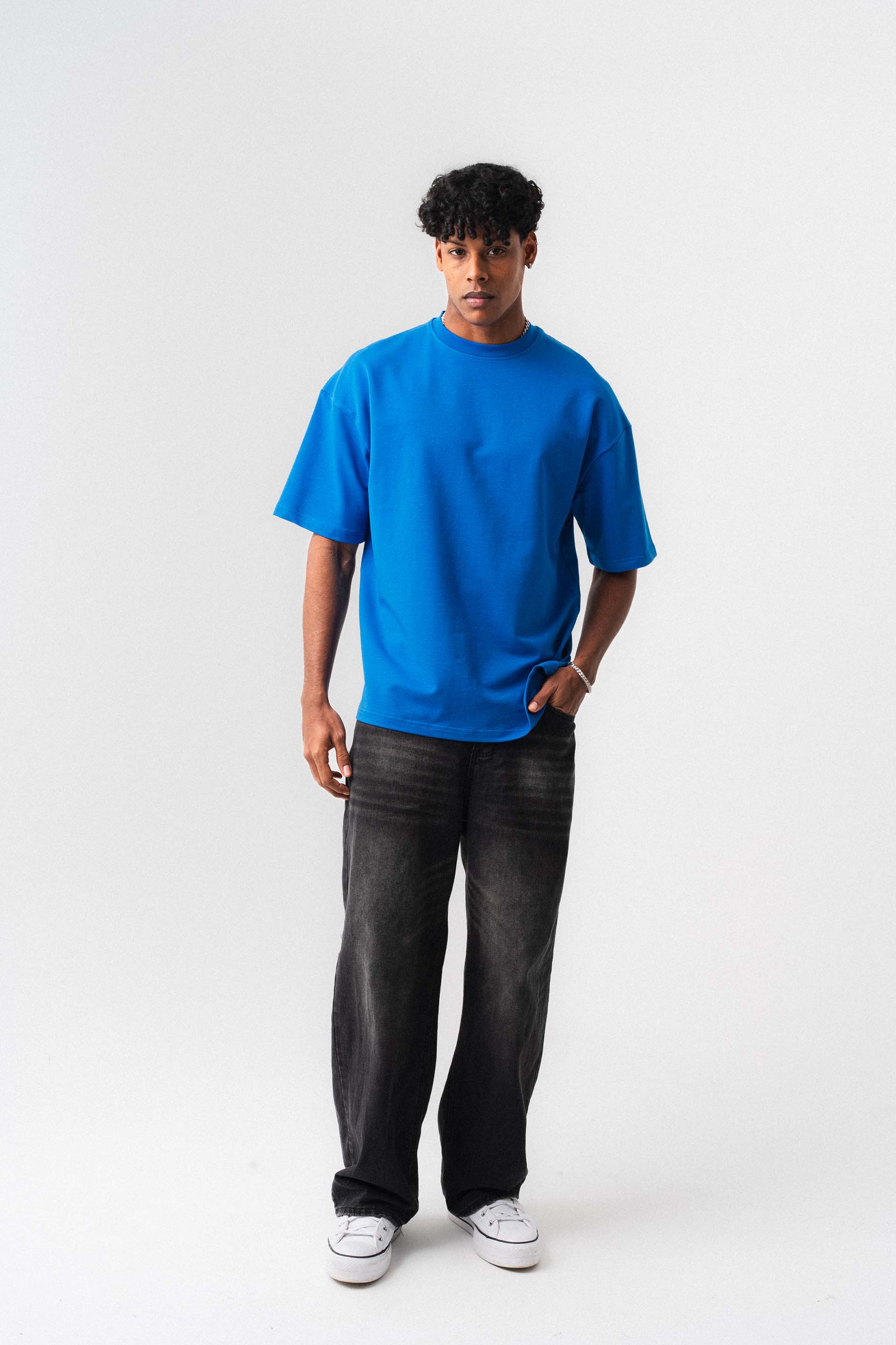 Oversize Basic Mavi T-Shirt