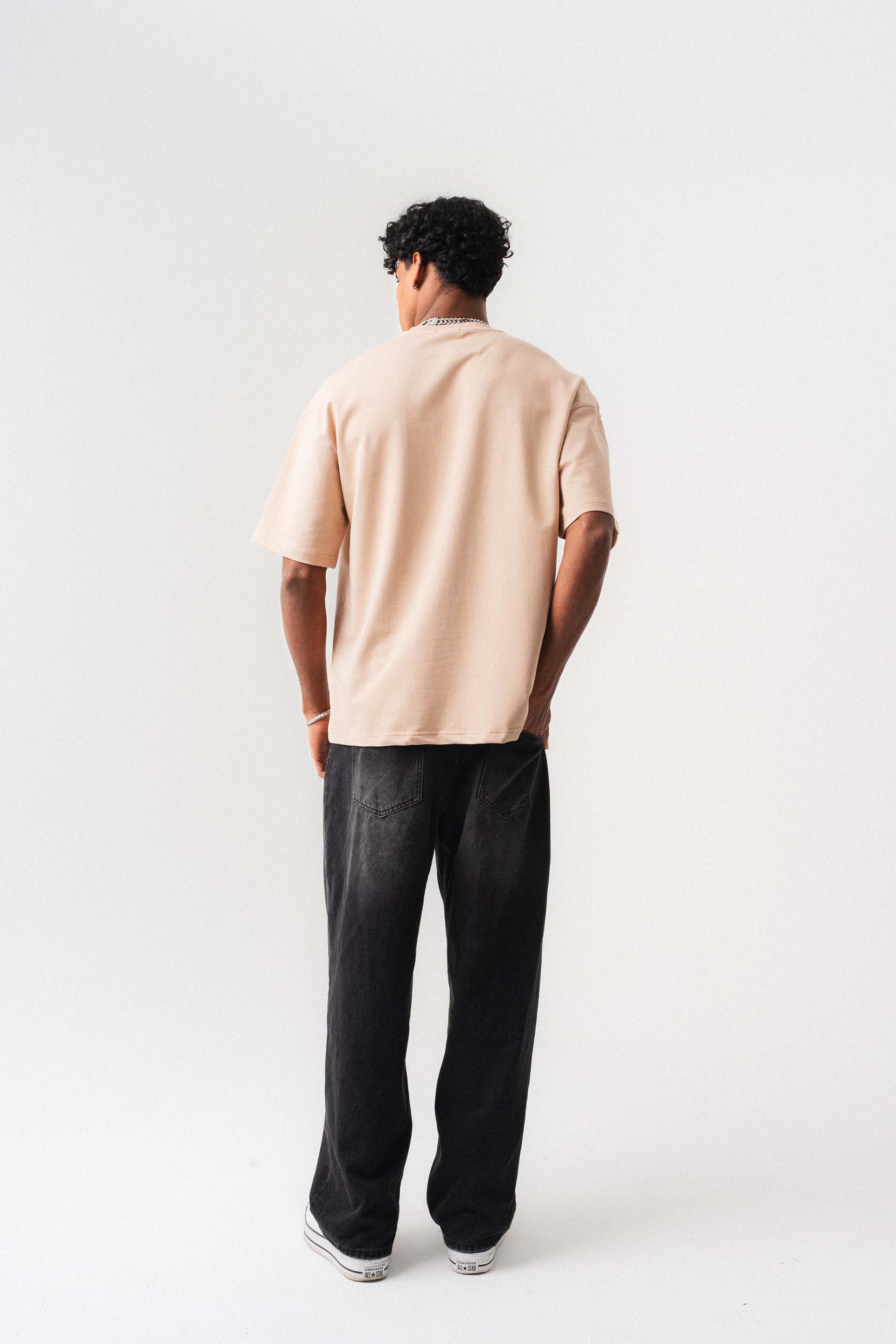 Oversize Basic Açık Bej T-Shirt