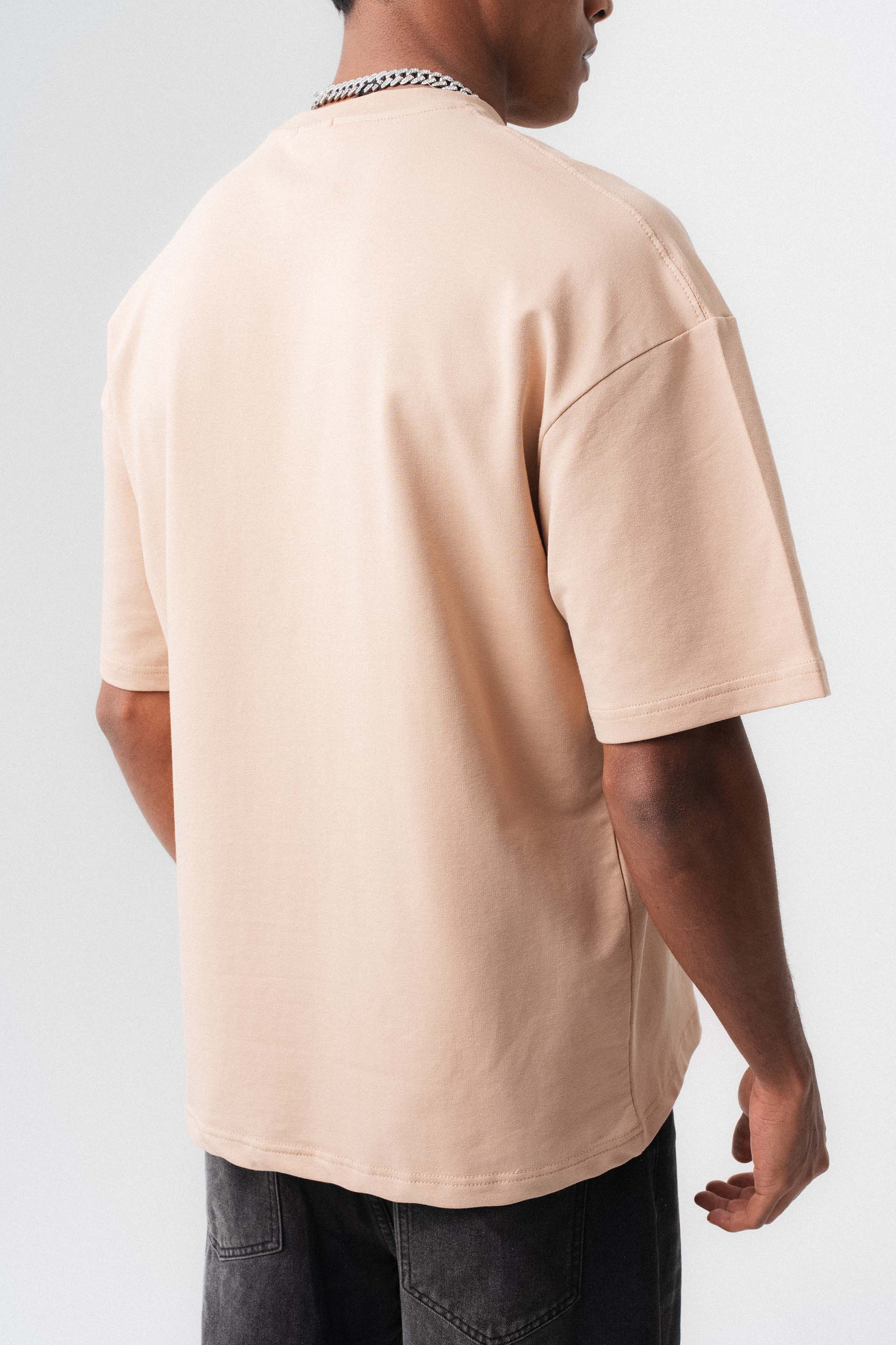 Oversize Basic Açık Bej T-Shirt