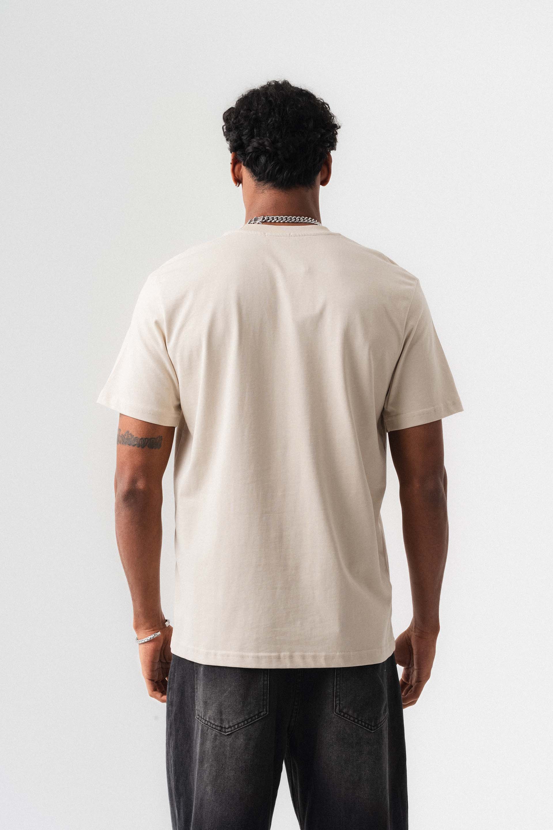 Oversize Basic Krem T-Shirt