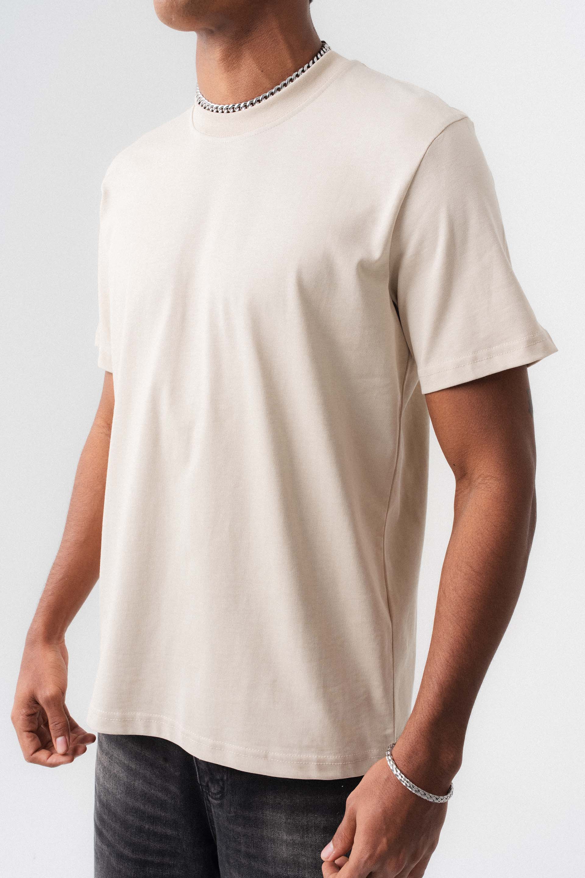 Oversize Basic Krem T-Shirt