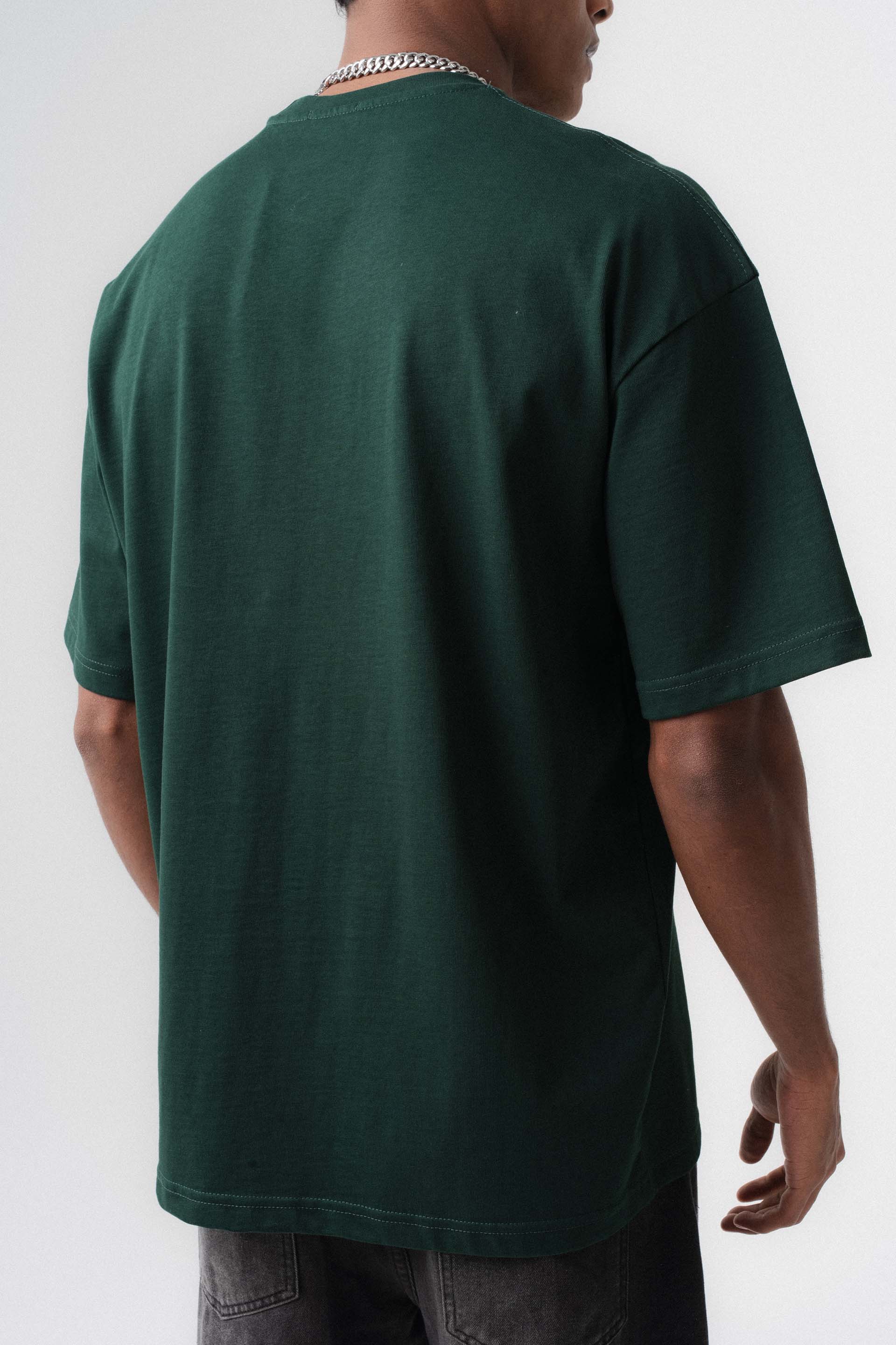 Oversize Basic Koyu Yeşil T-Shirt