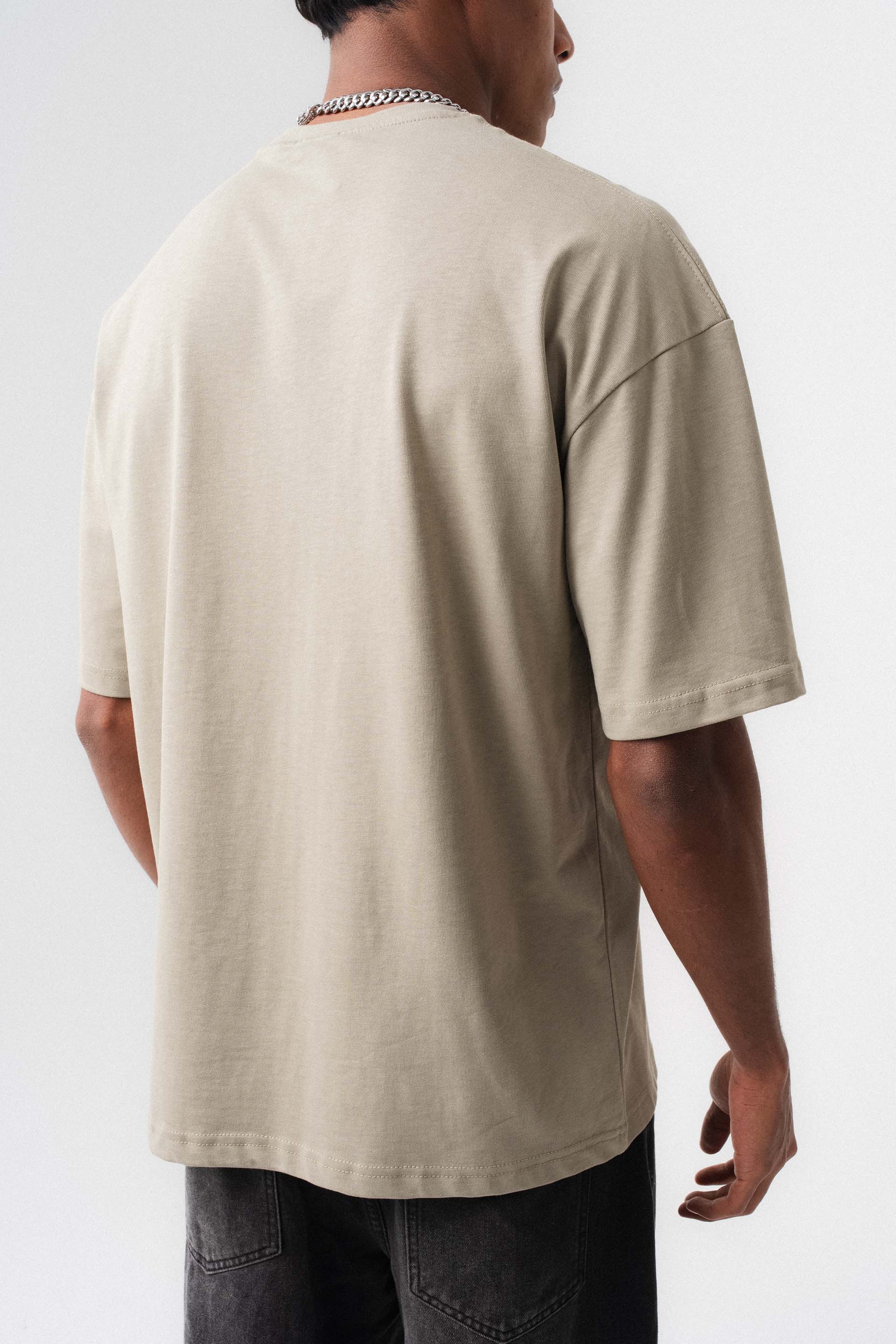 Oversize Basic Bej T-Shirt