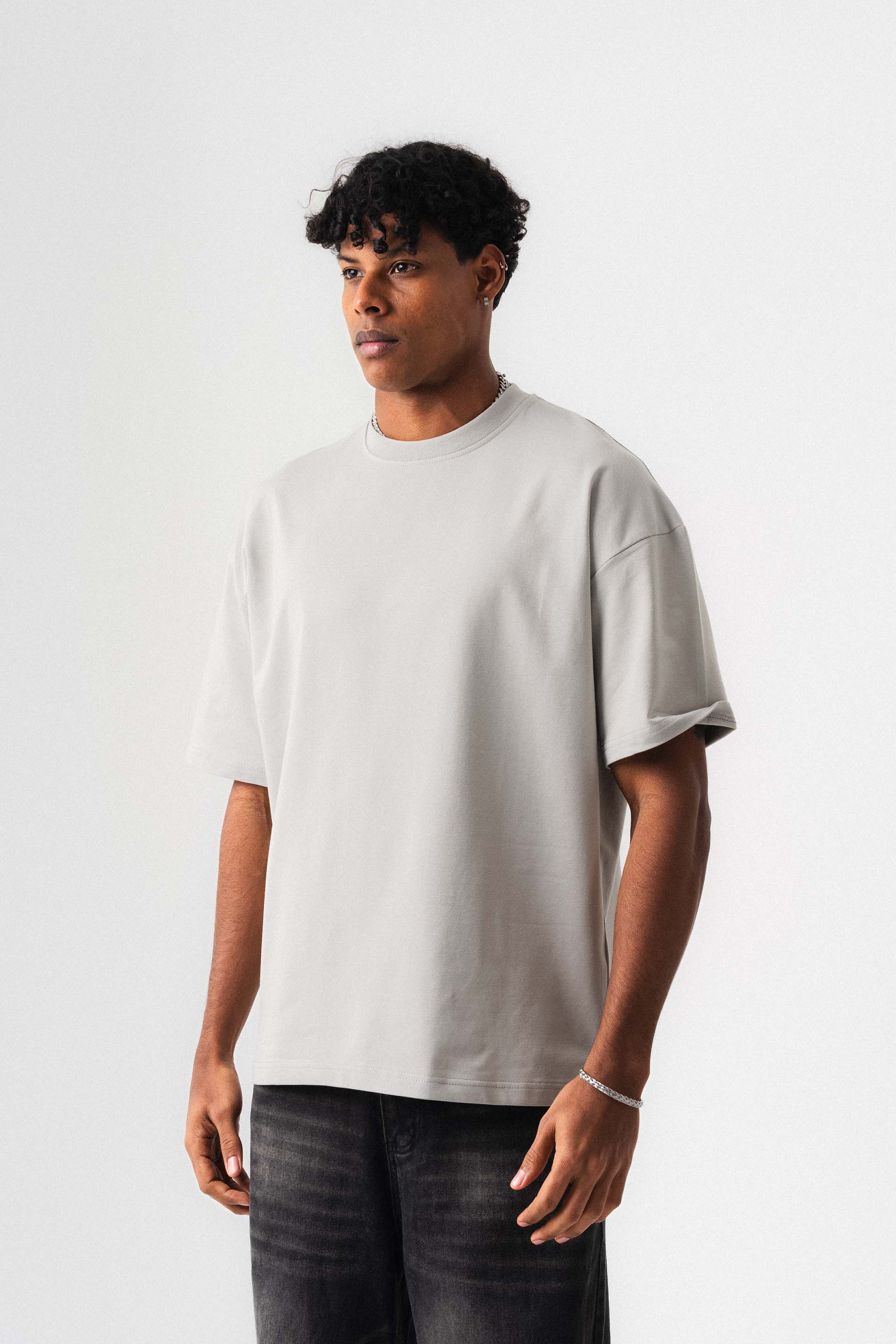 Oversize Basic Açık Gri T-Shirt