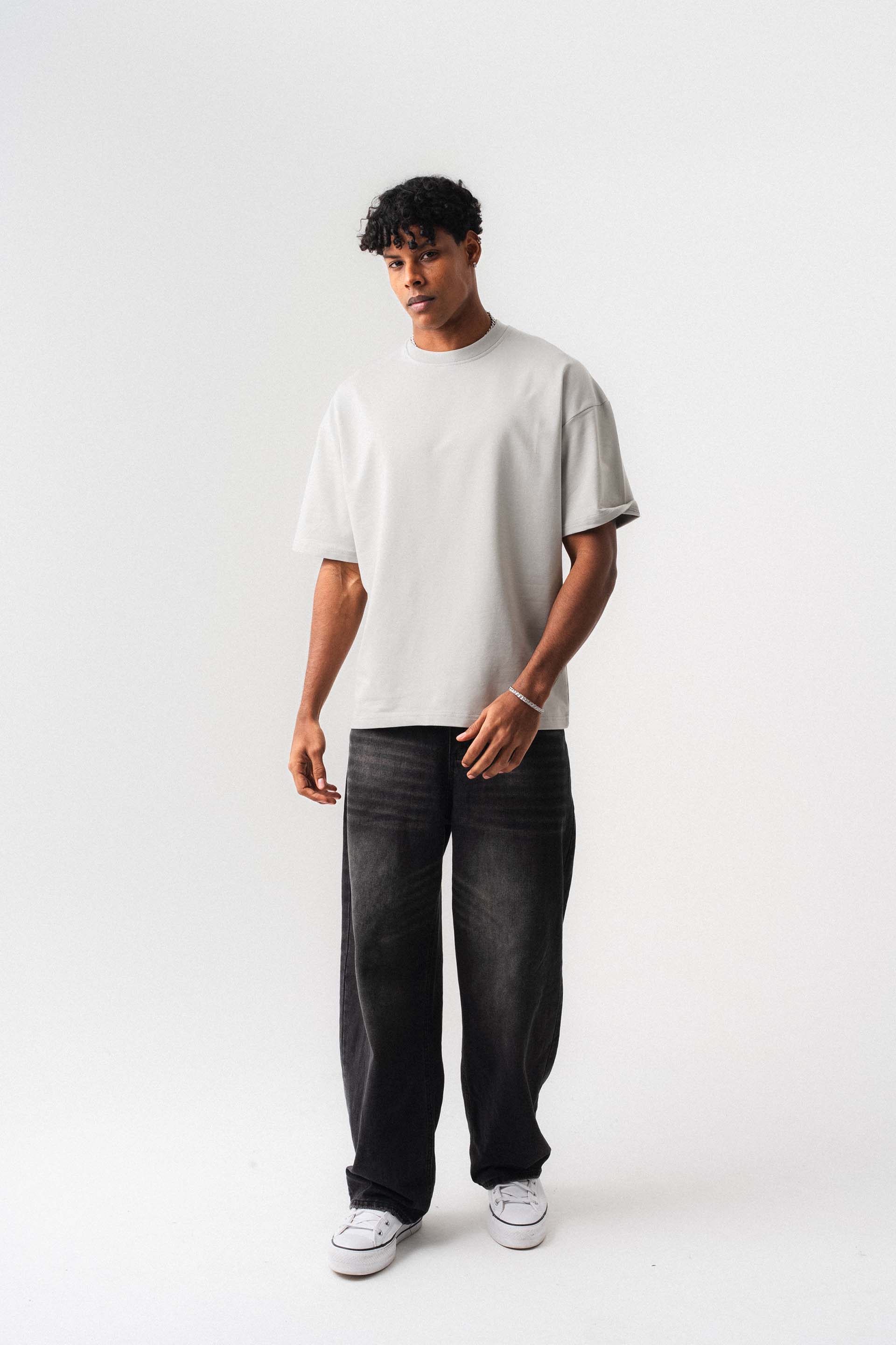 Oversize Basic Açık Gri T-Shirt