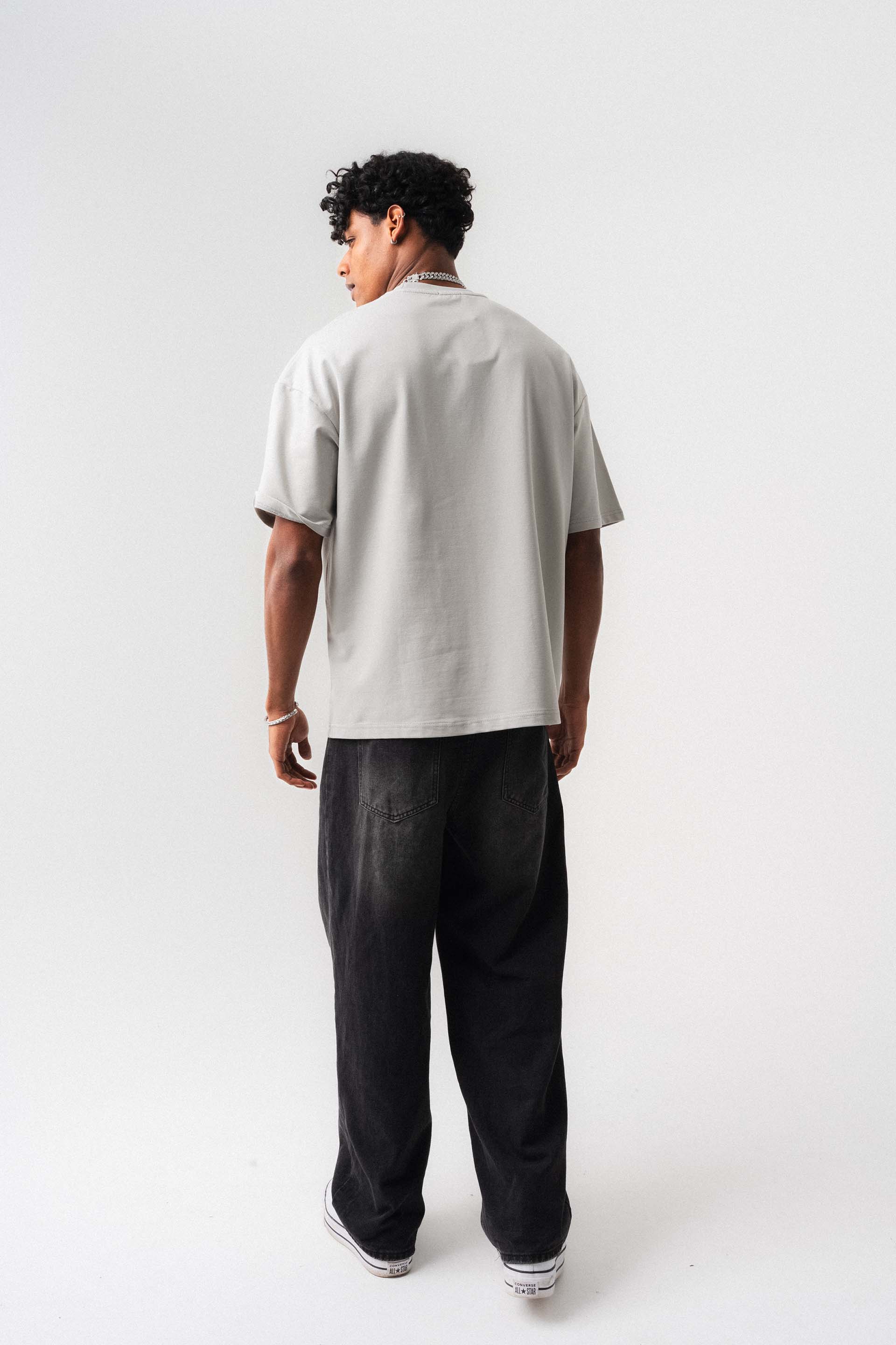 Oversize Basic Açık Gri T-Shirt