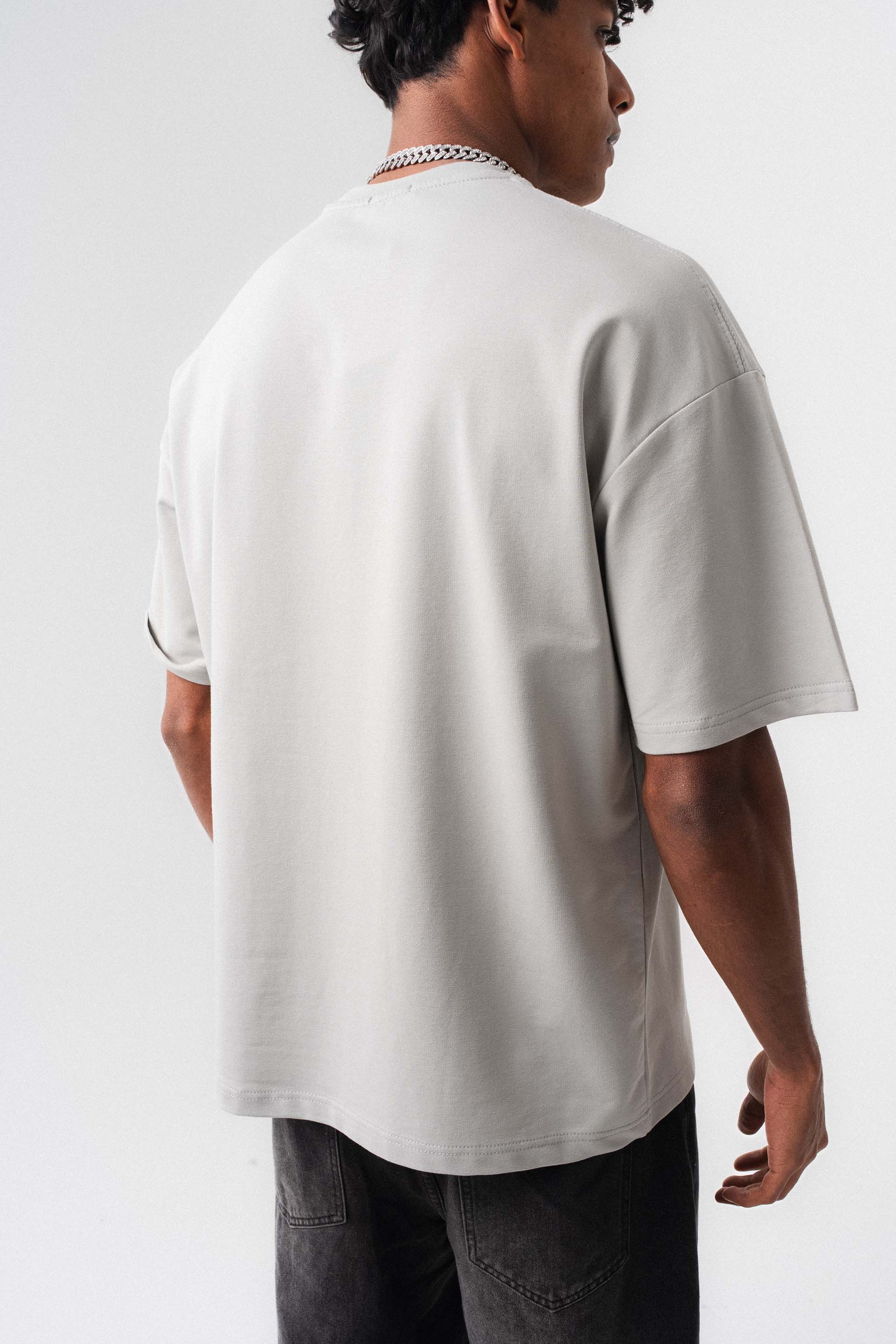 Oversize Basic Açık Gri T-Shirt