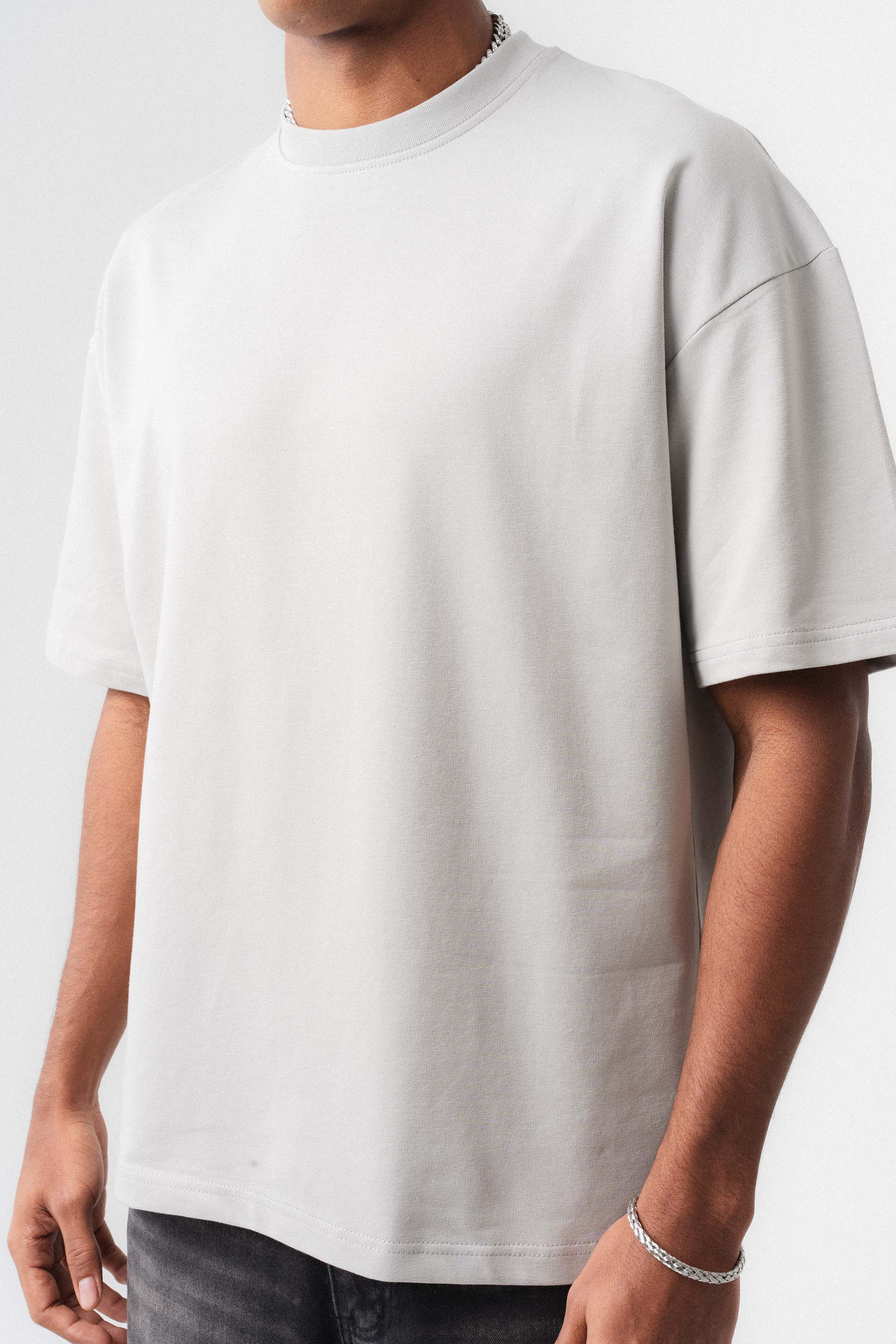 Oversize Basic Açık Gri T-Shirt