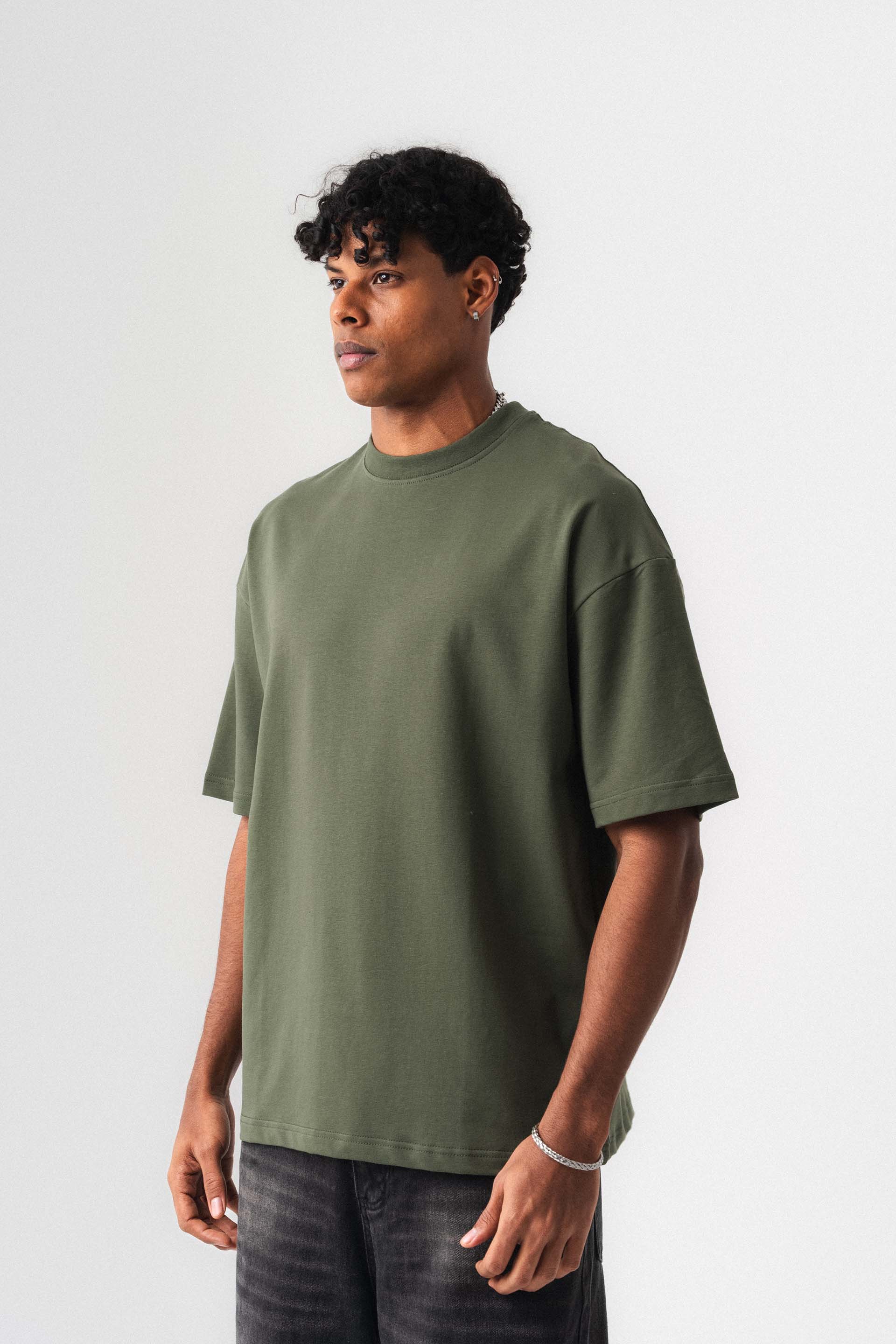Oversize Basic Haki T-Shirt