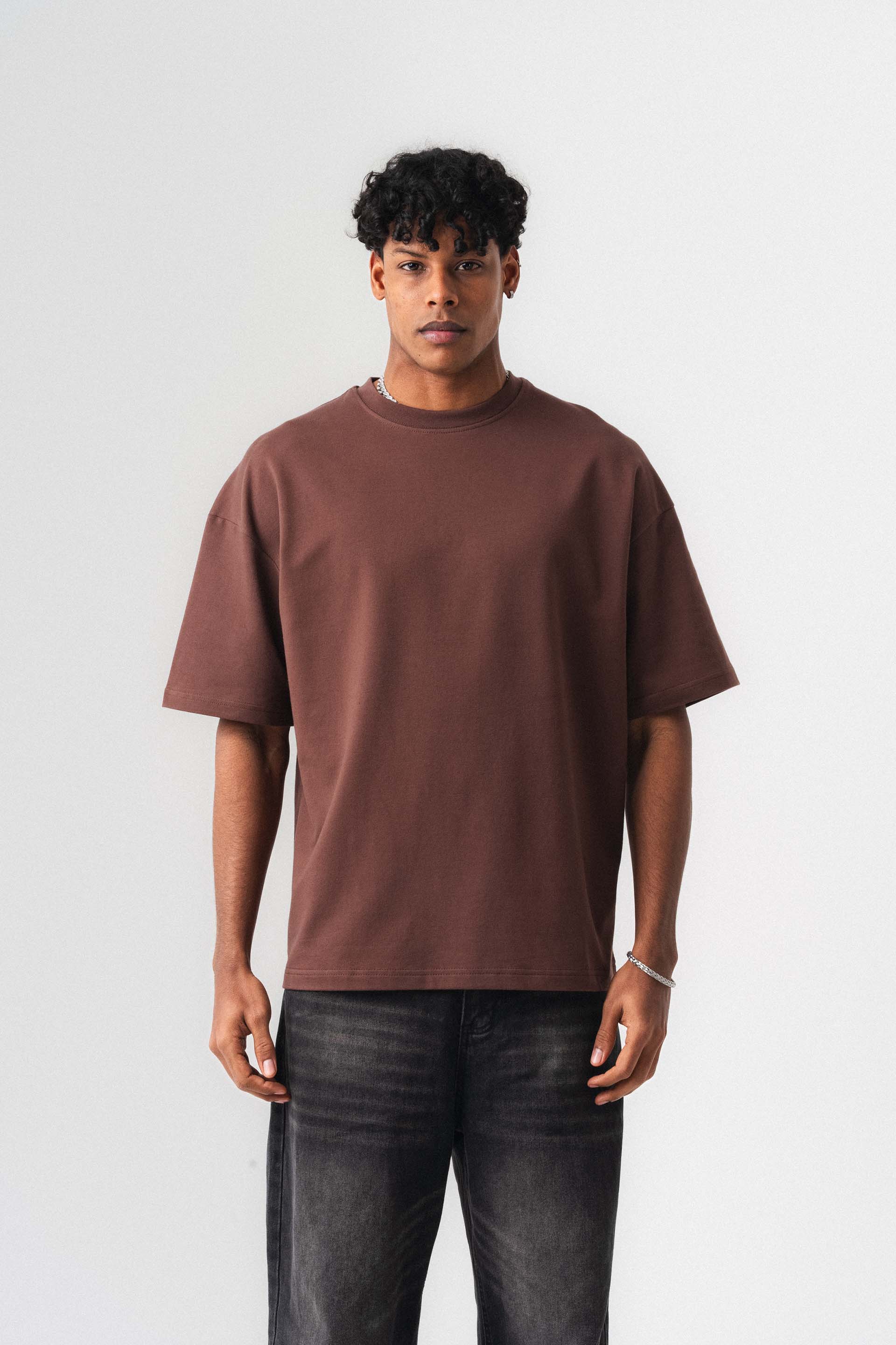 Oversize Basic Kahverengi T-Shirt