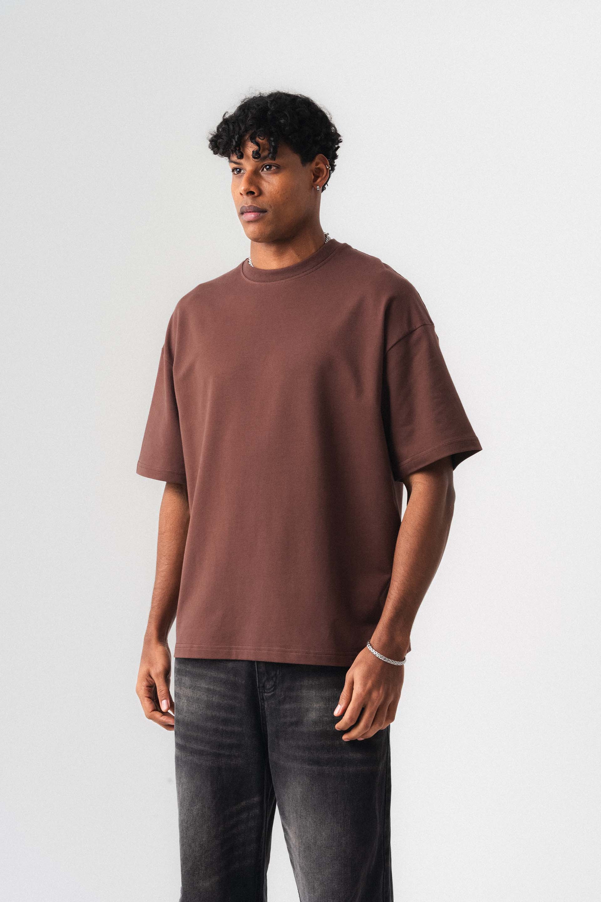 Oversize Basic Kahverengi T-Shirt