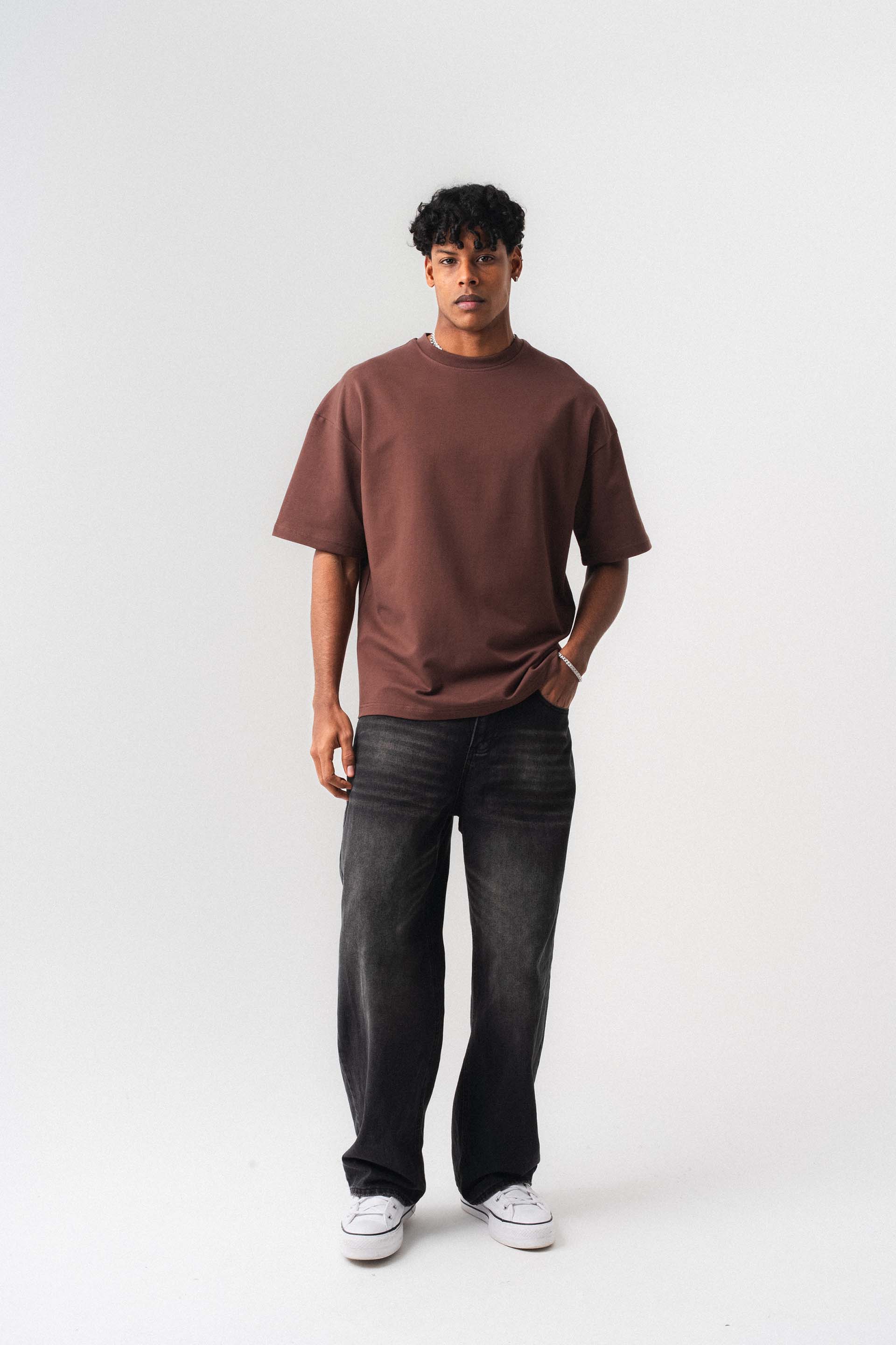 Oversize Basic Kahverengi T-Shirt