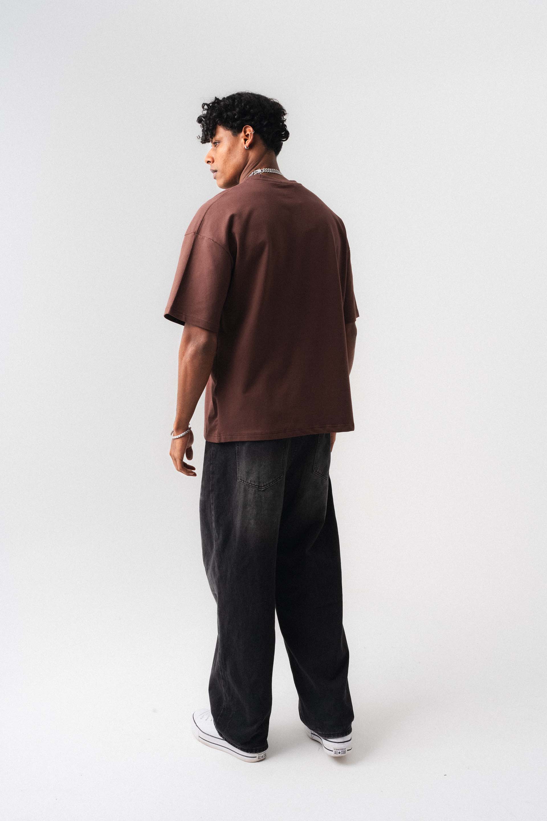 Oversize Basic Kahverengi T-Shirt