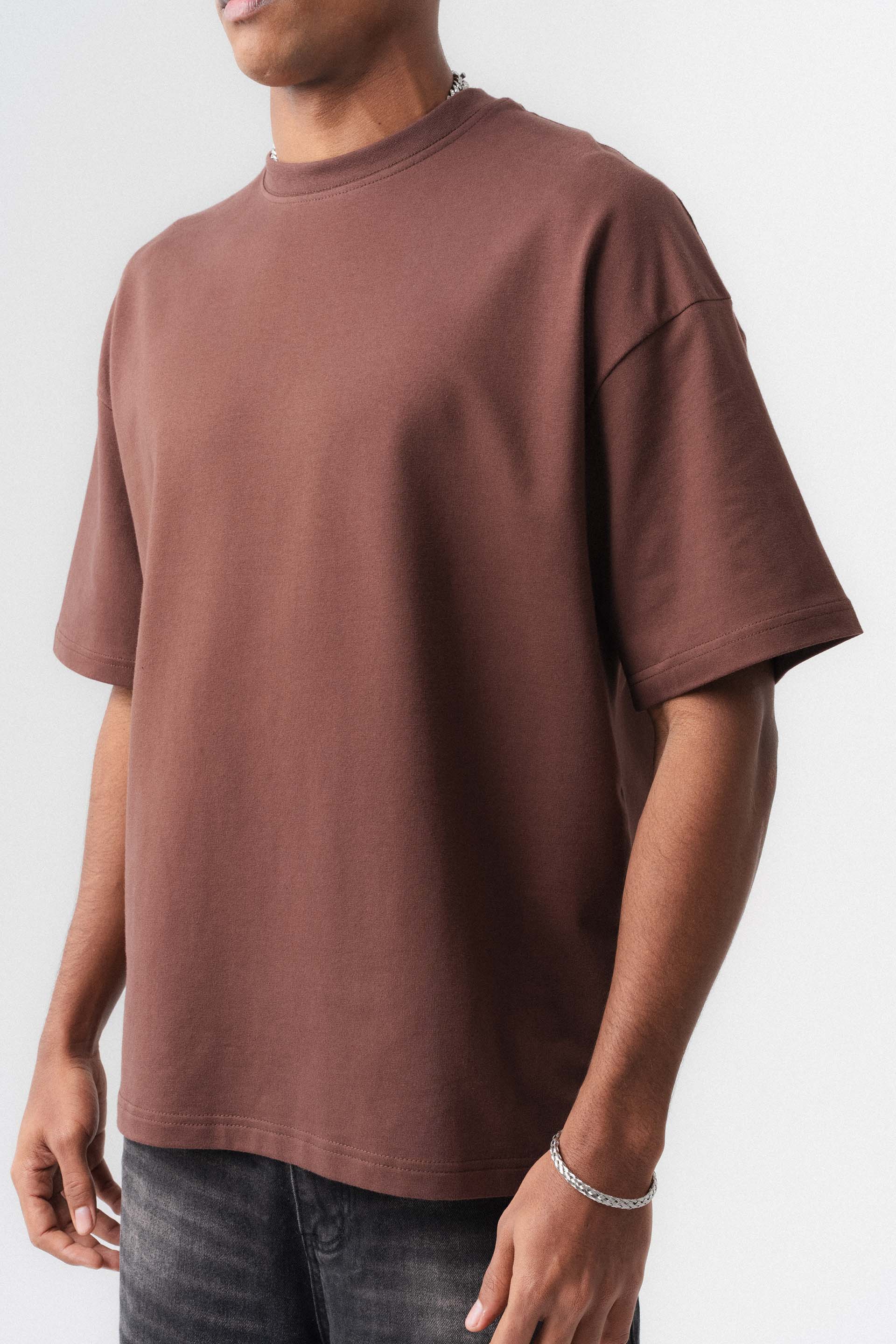 Oversize Basic Kahverengi T-Shirt