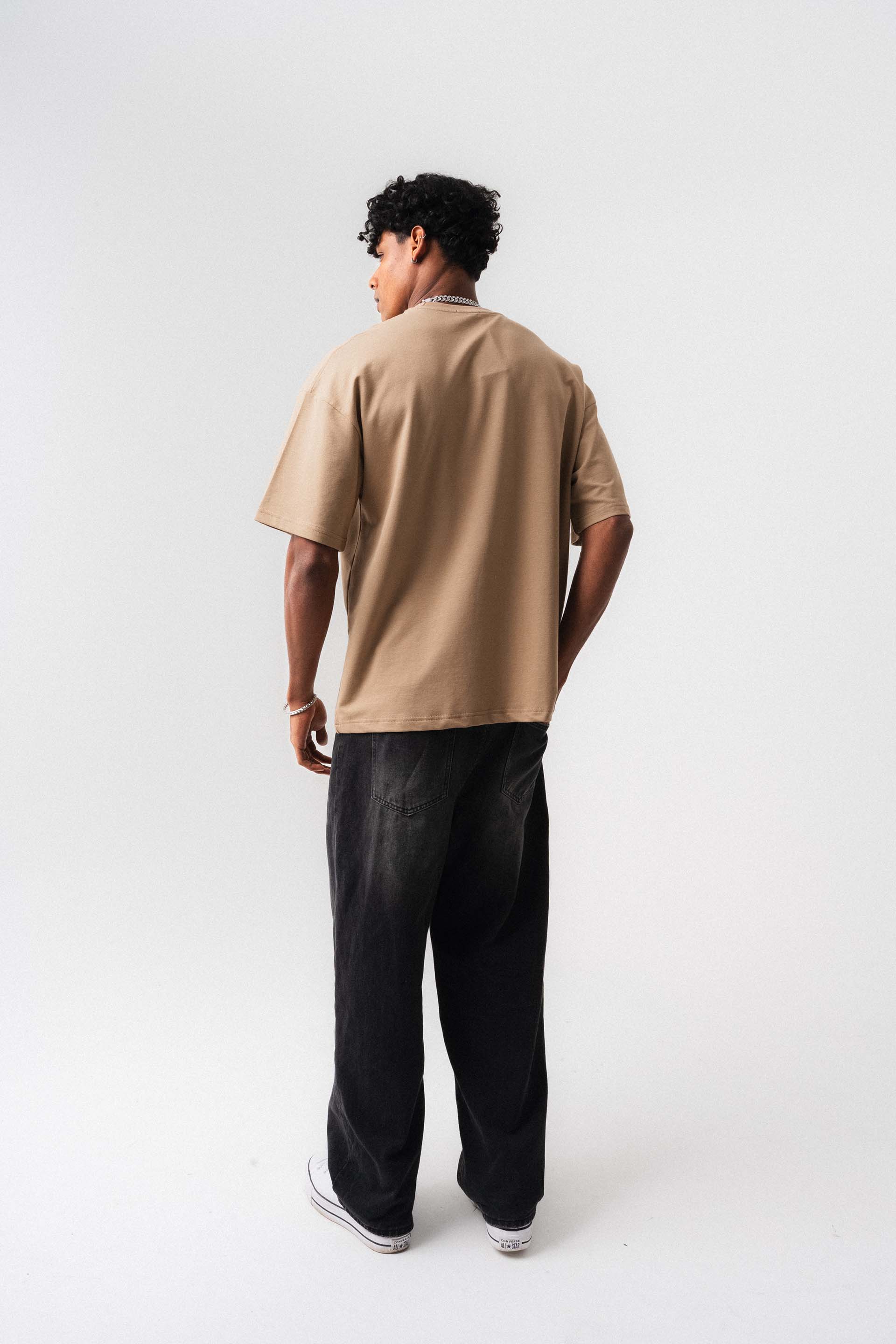 Oversize Basic Bej T-Shirt