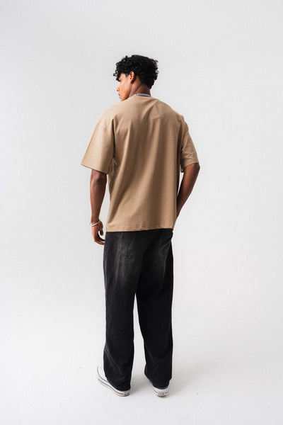 Oversize Basic Bej T-Shirt