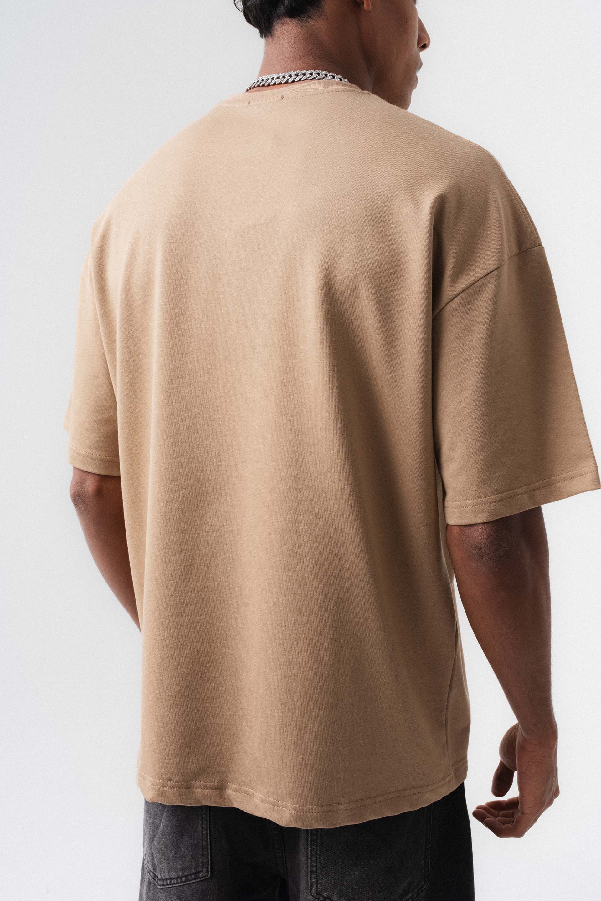 Oversize Basic Bej T-Shirt