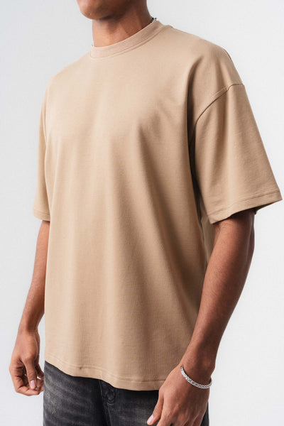 Oversize Basic Bej T-Shirt