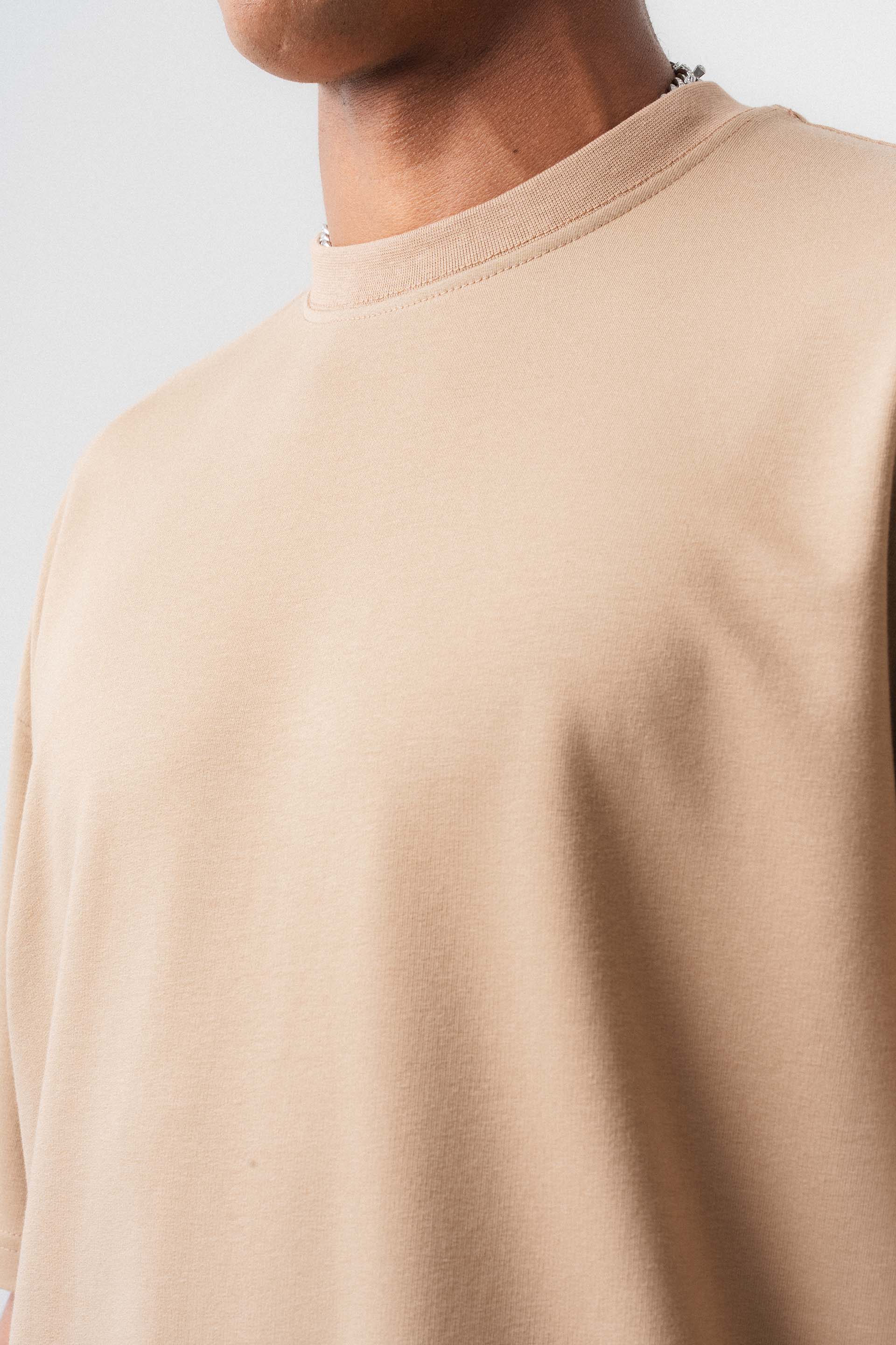 Oversize Basic Bej T-Shirt