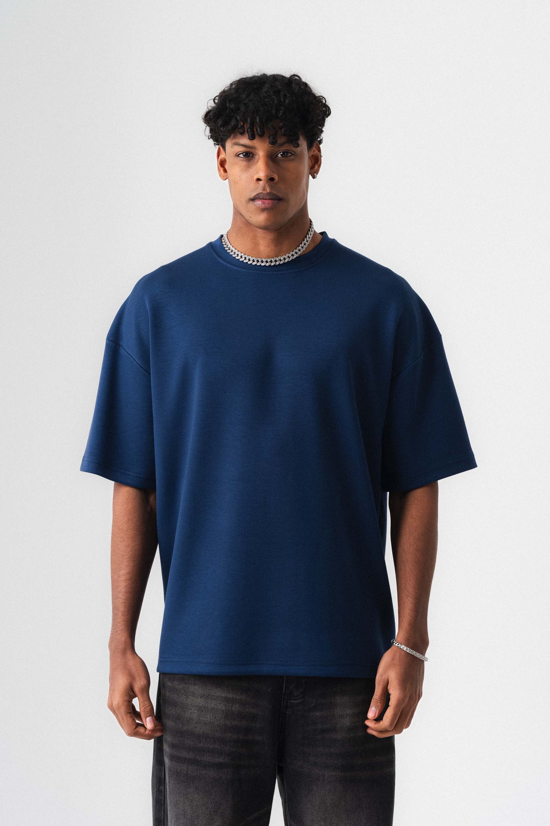 Oversize Basic Lacivert T-Shirt