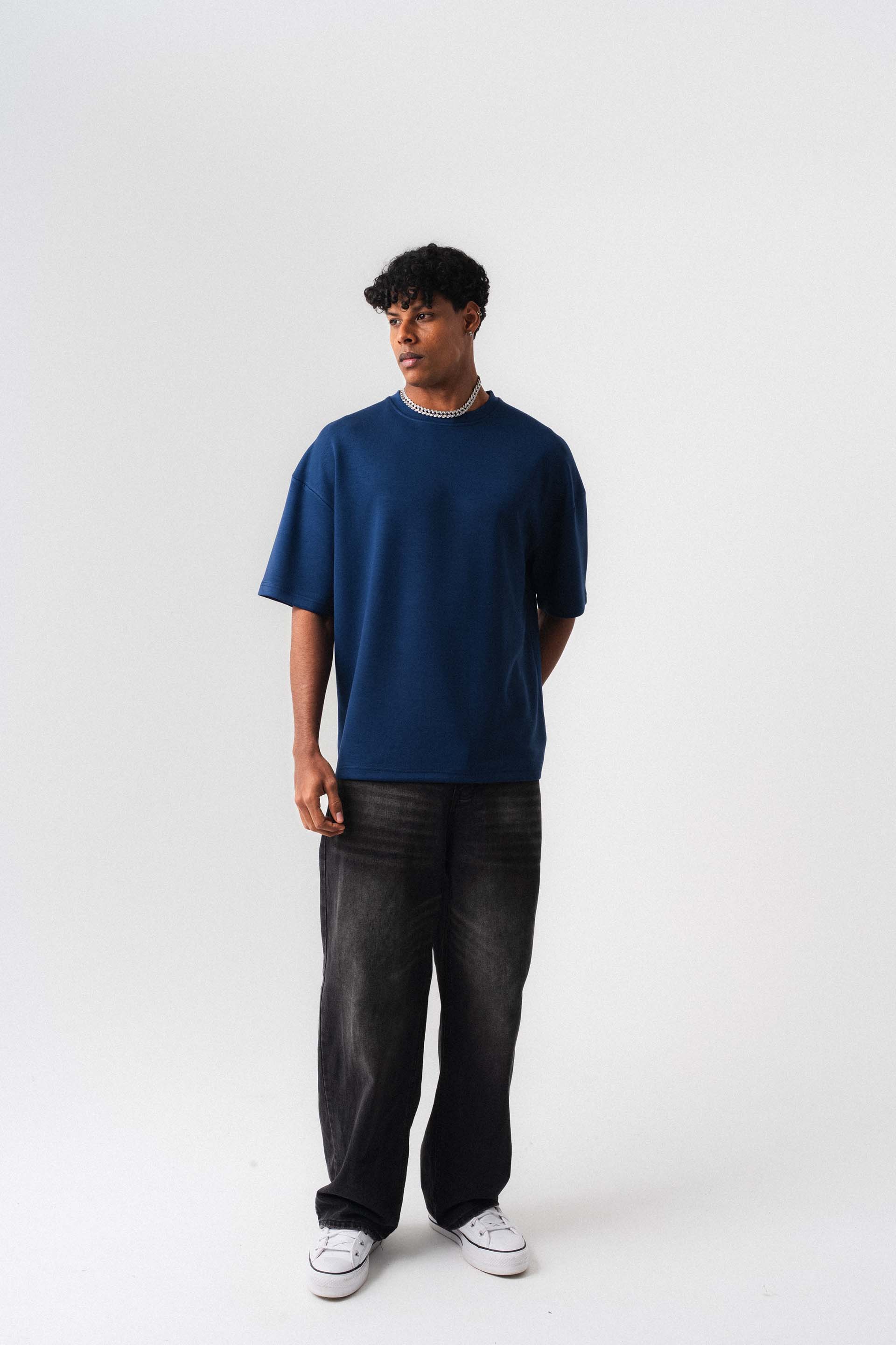 Oversize Basic Lacivert T-Shirt