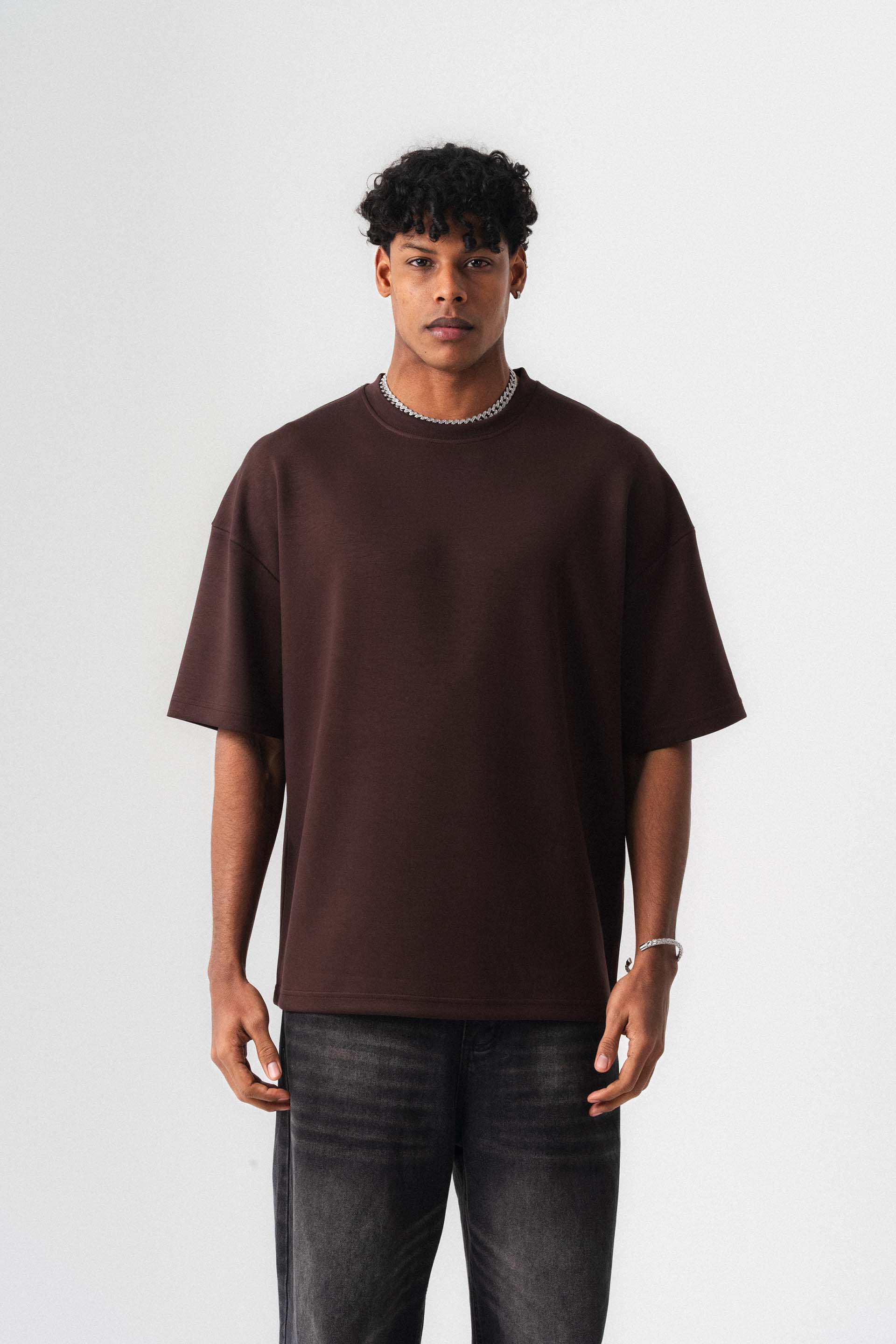 Oversize Basic Kahverengi T-Shirt