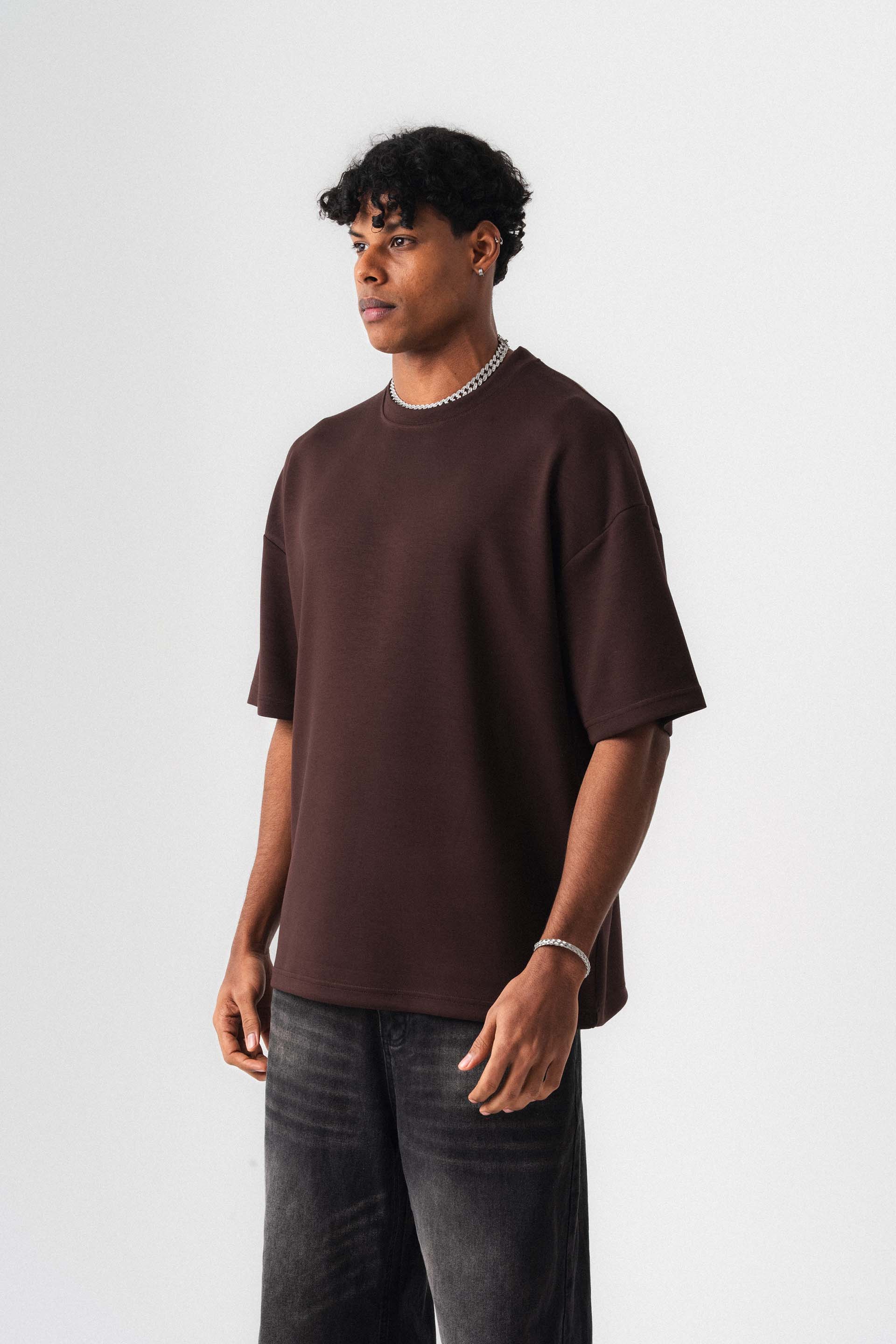 Oversize Basic Kahverengi T-Shirt