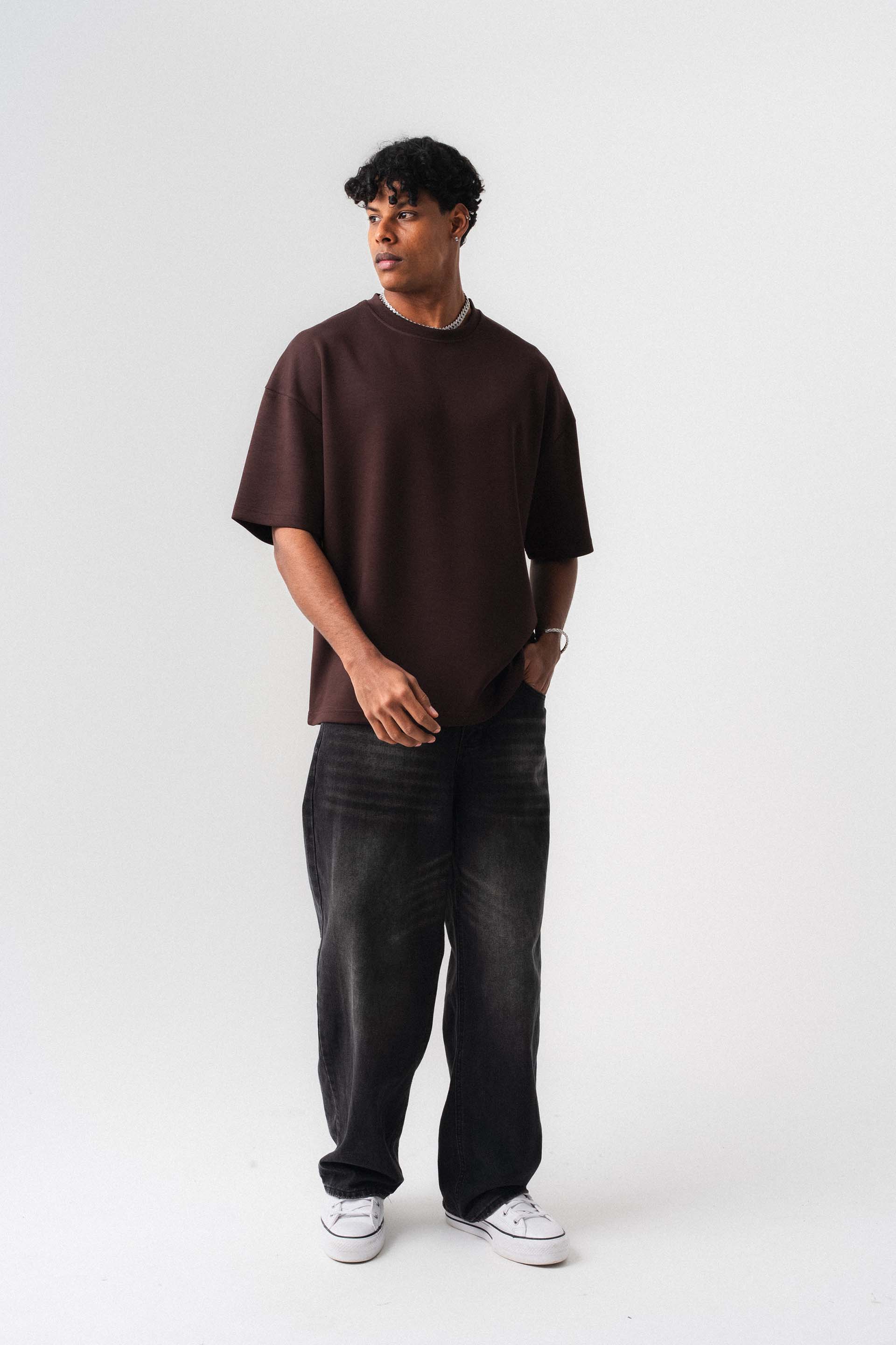 Oversize Basic Kahverengi T-Shirt