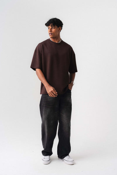 Oversize Basic Kahverengi T-Shirt