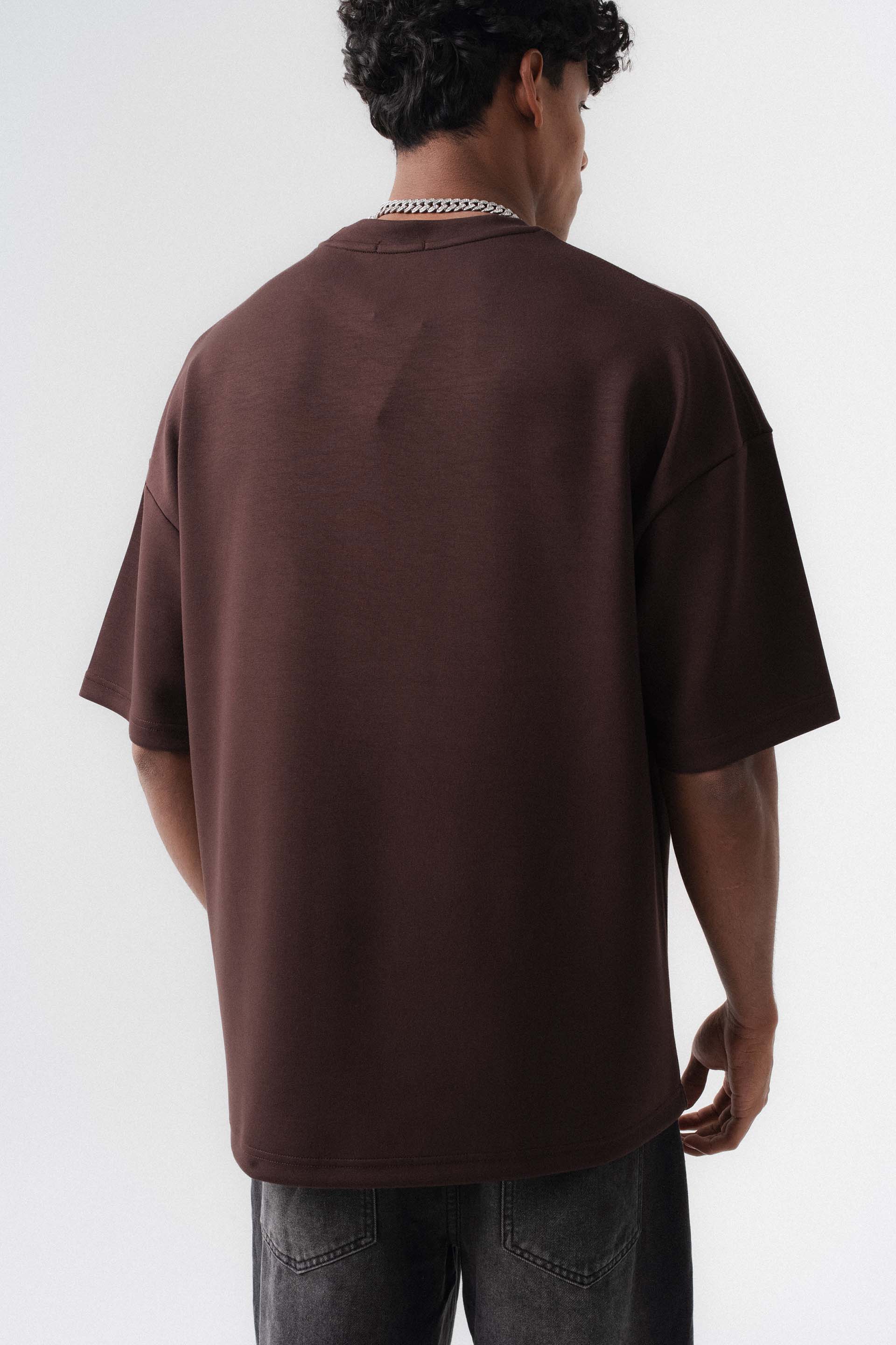 Oversize Basic Kahverengi T-Shirt
