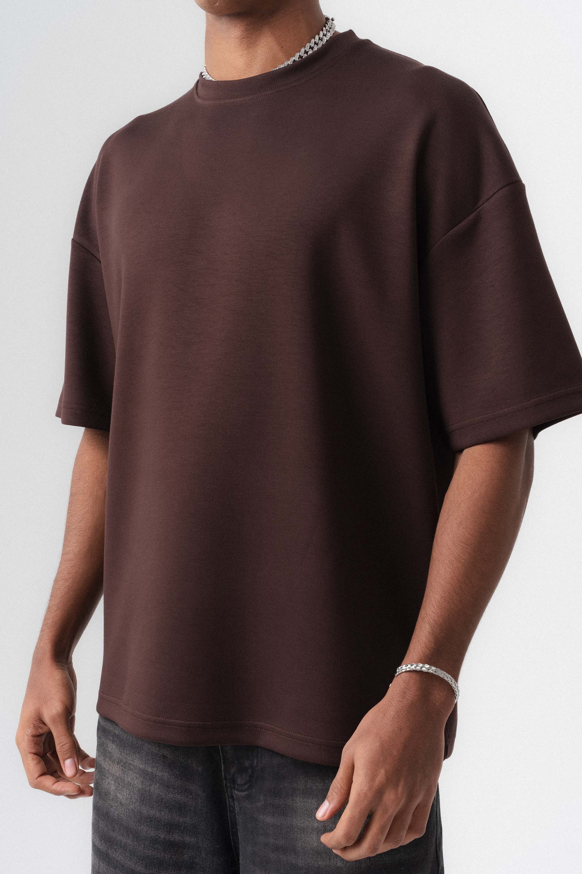 Oversize Basic Kahverengi T-Shirt