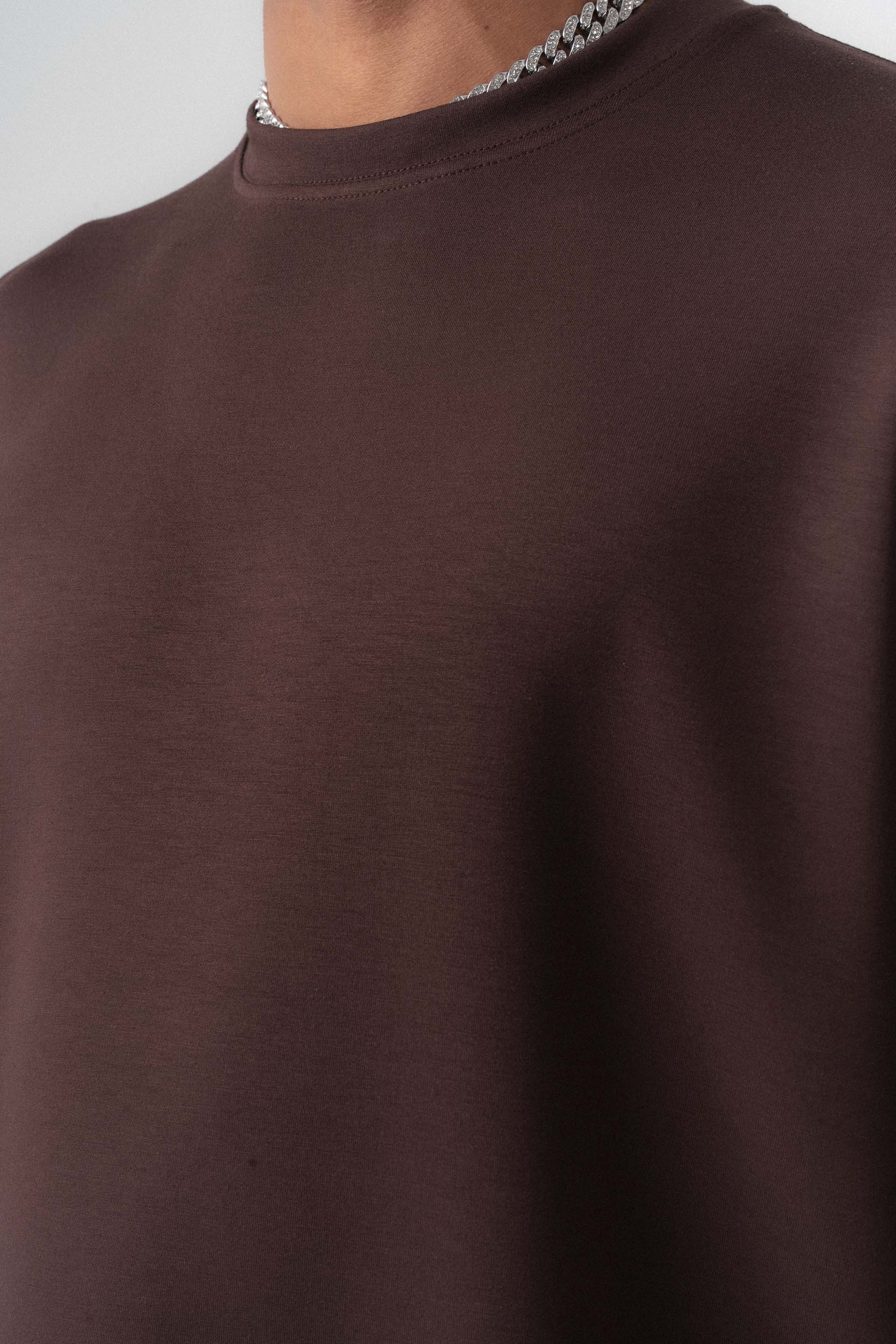 Oversize Basic Kahverengi T-Shirt