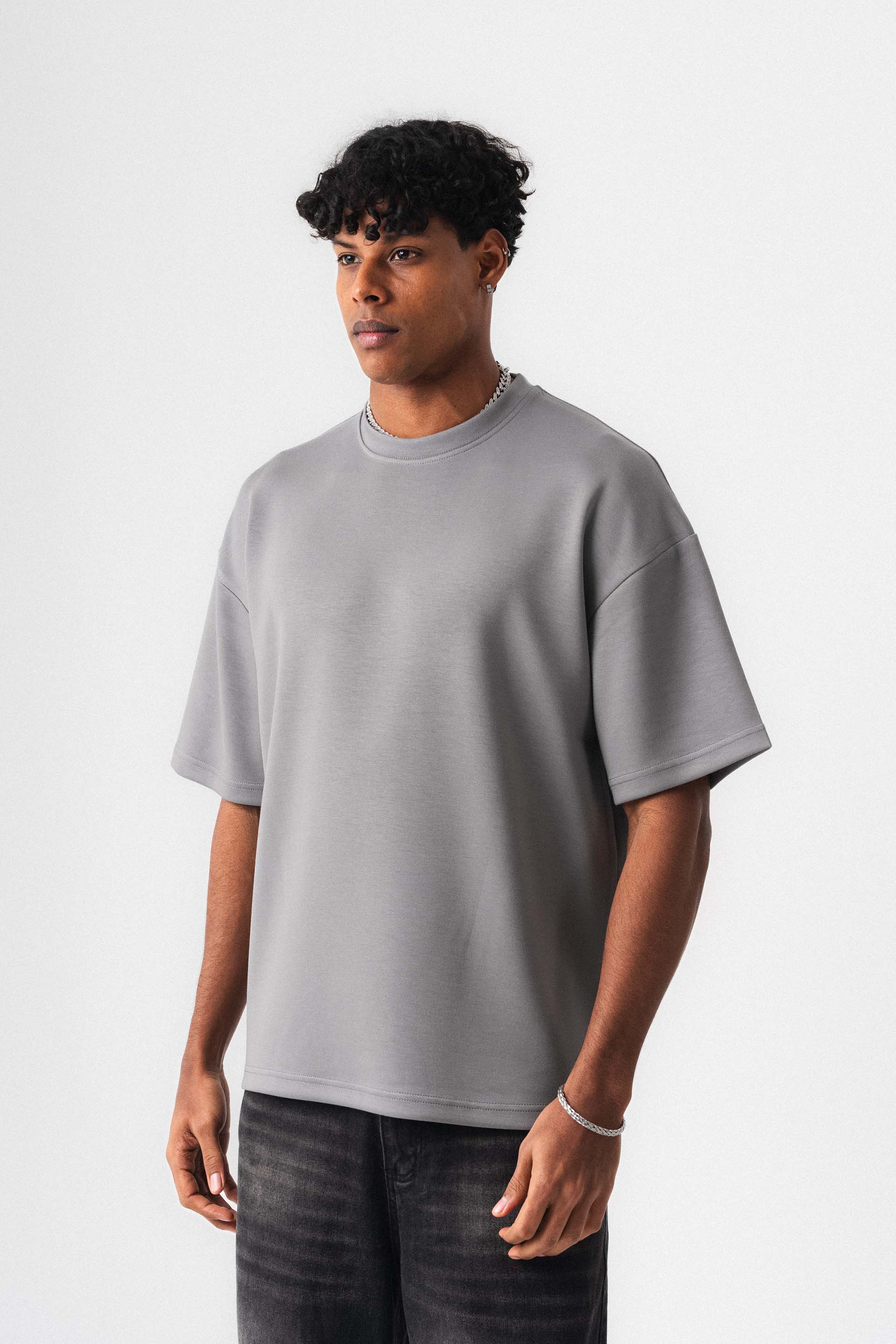 Oversize Basic Açık Gri T-Shirt