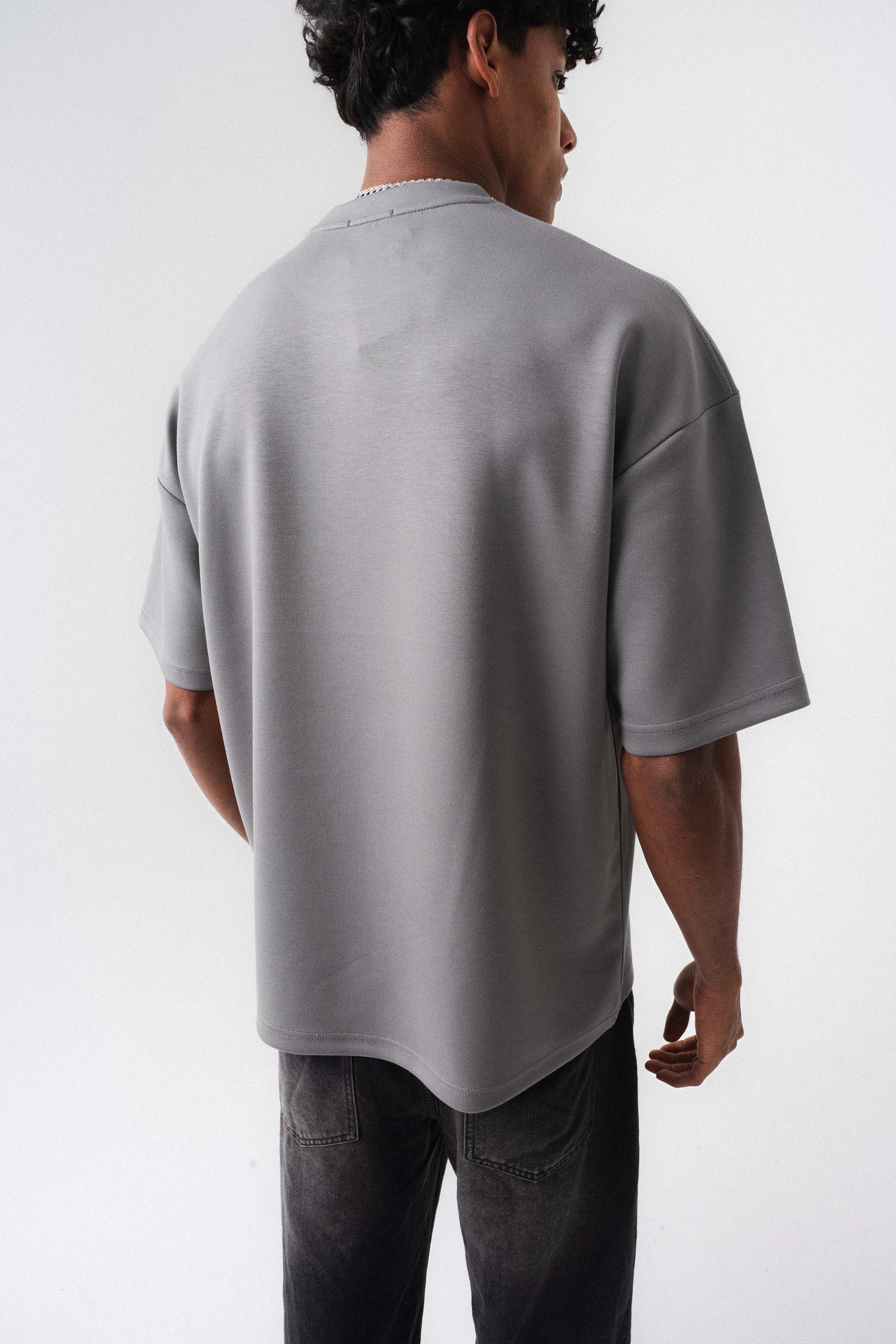 Oversize Basic Açık Gri T-Shirt