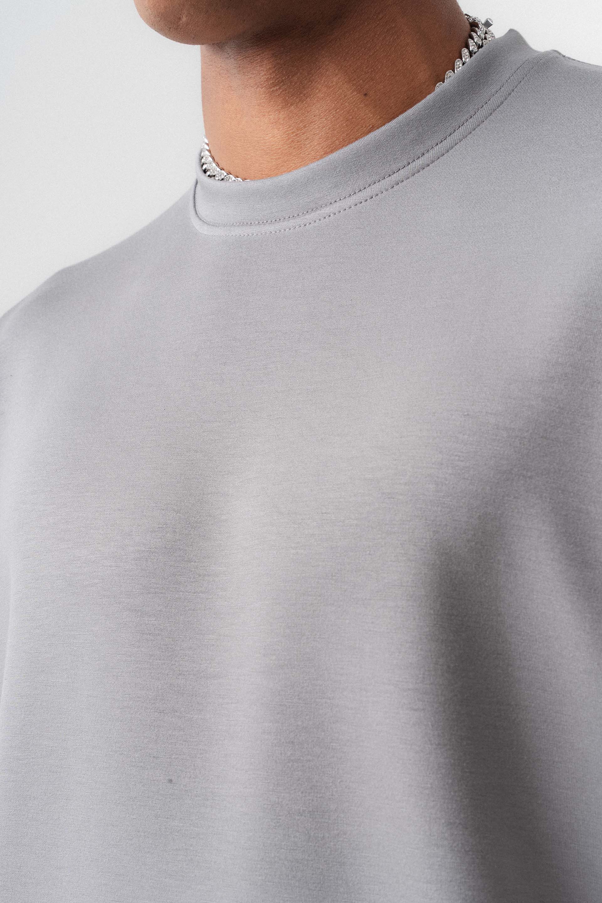 Oversize Basic Açık Gri T-Shirt